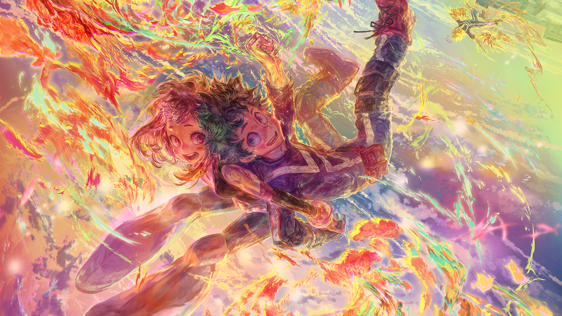 Izuku Midoriya and Ochaco Uraraka from My Hero Academia HD Wallpaper
