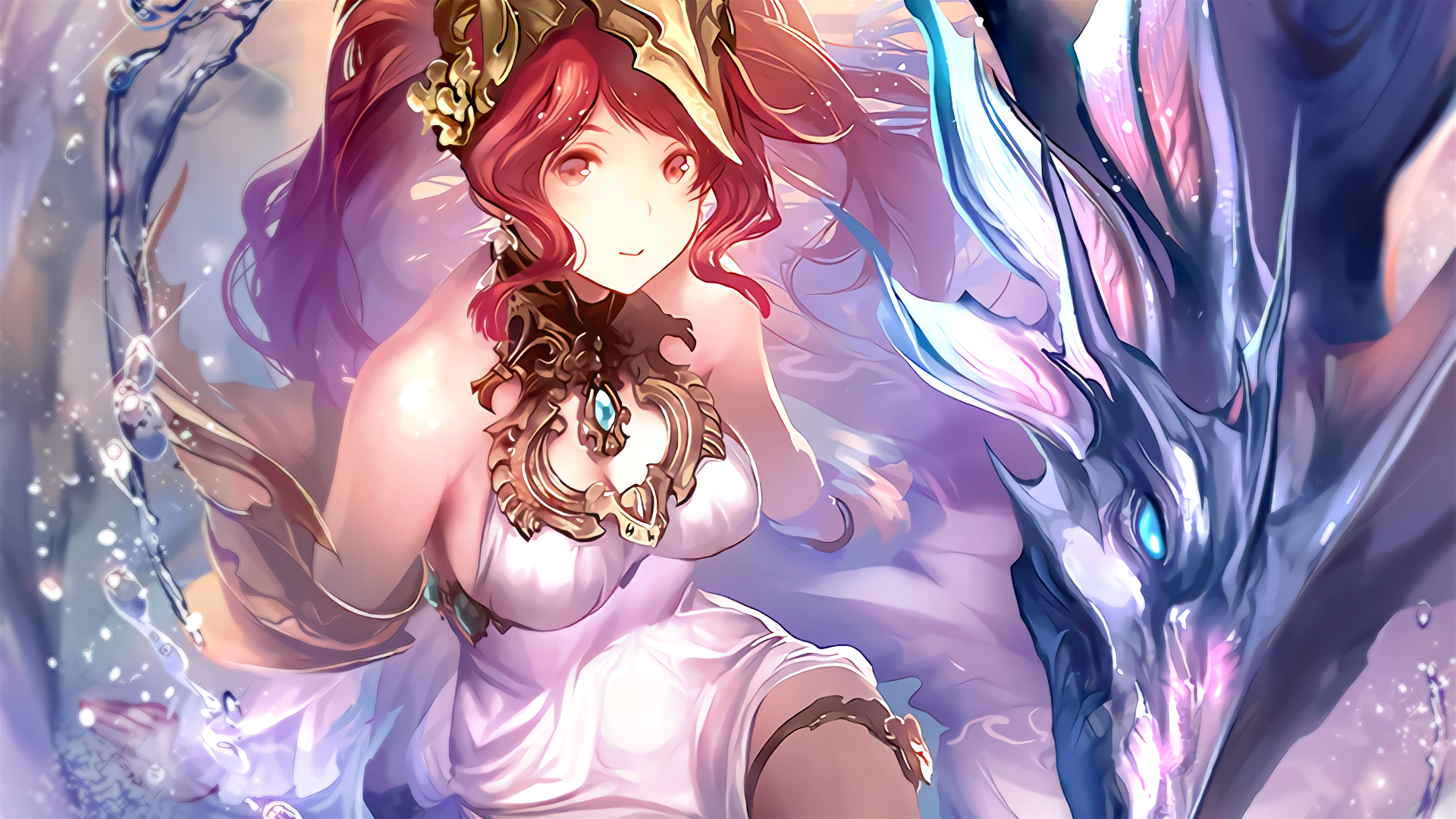 Sibyl from Shadowverse with a dragon HD Wallpaper