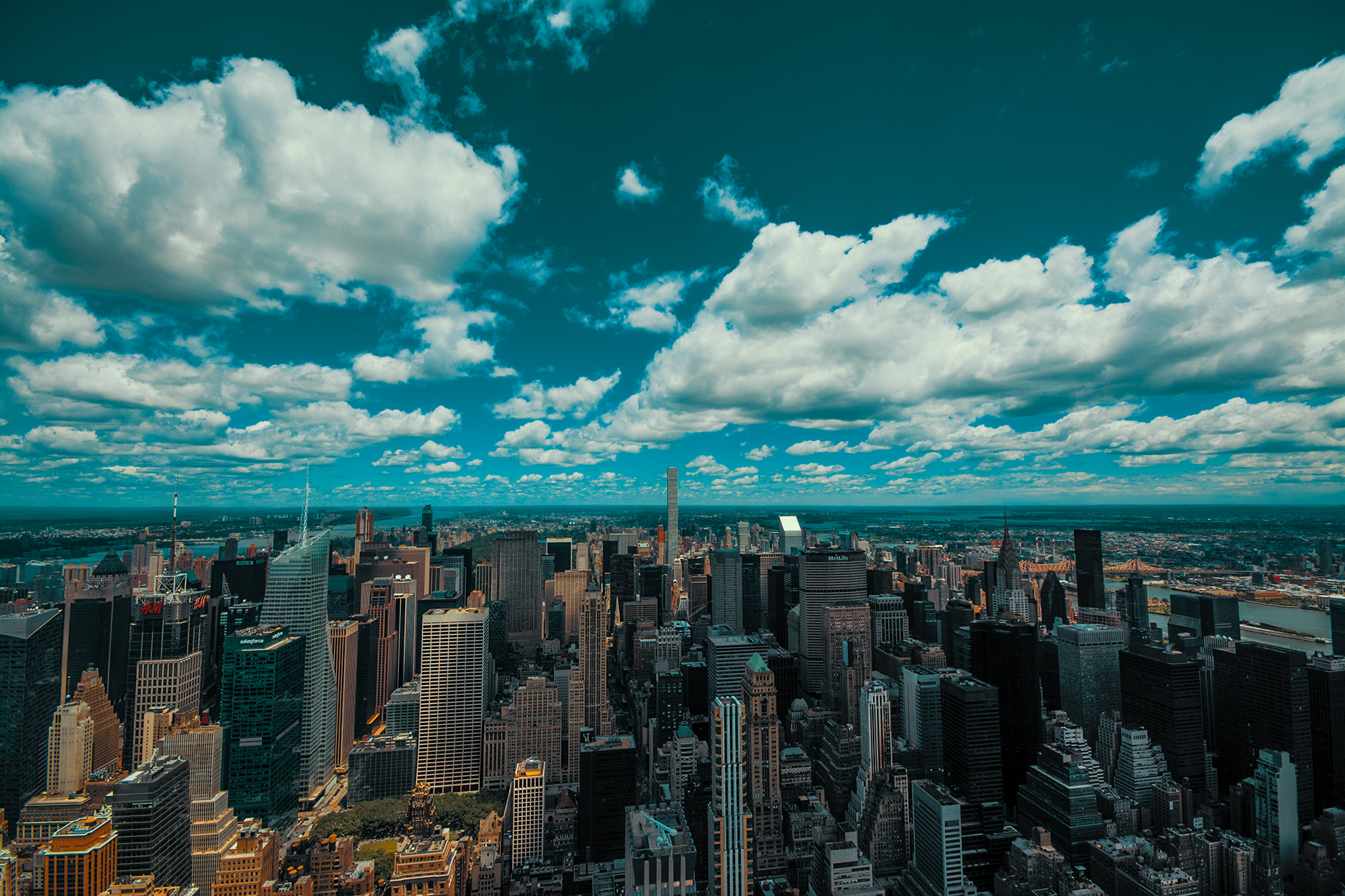 New York City Skyline with Clouds HD Wallpaper