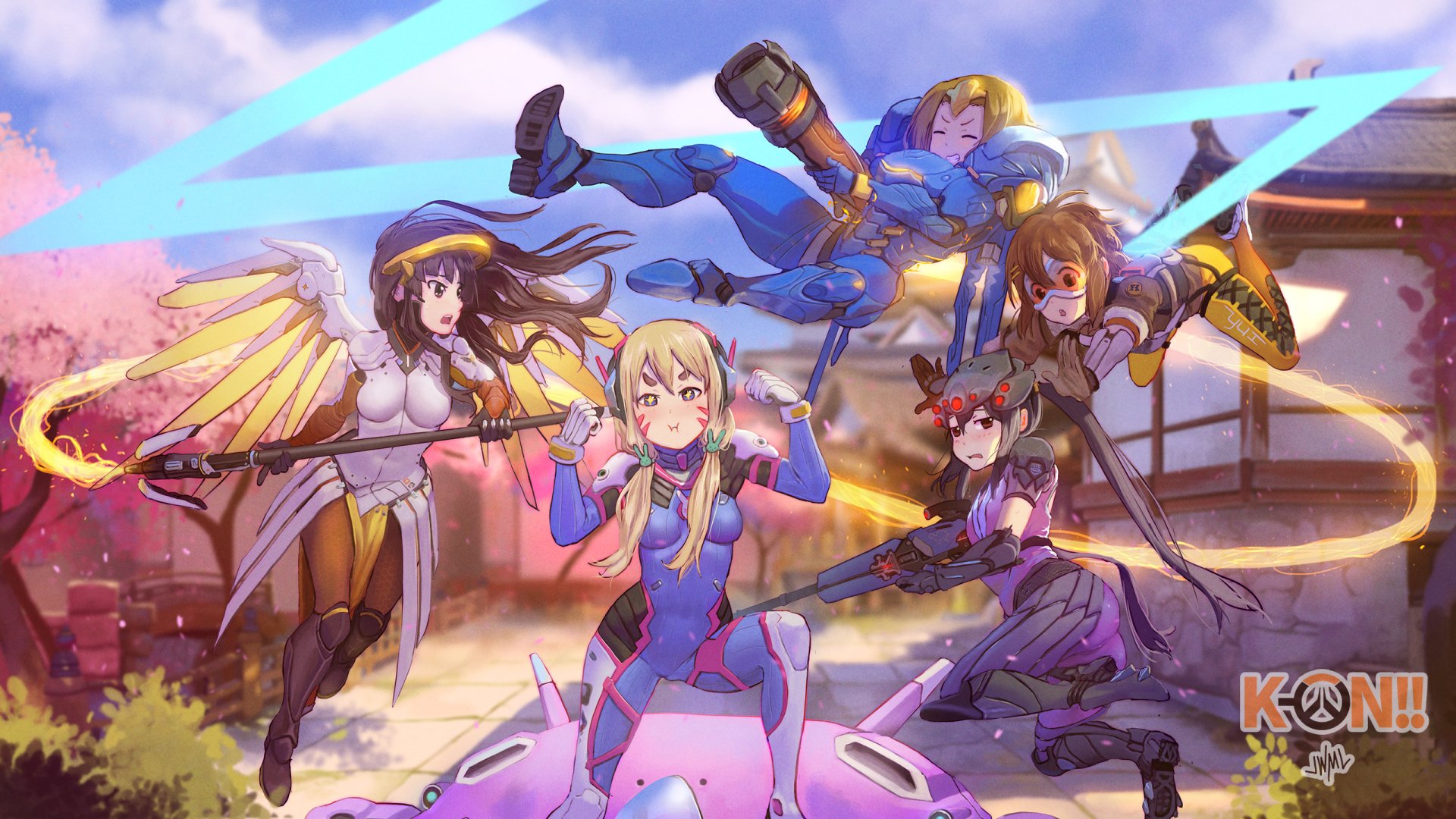 Overwatch and K-ON! Crossover Fan Art HD Wallpaper