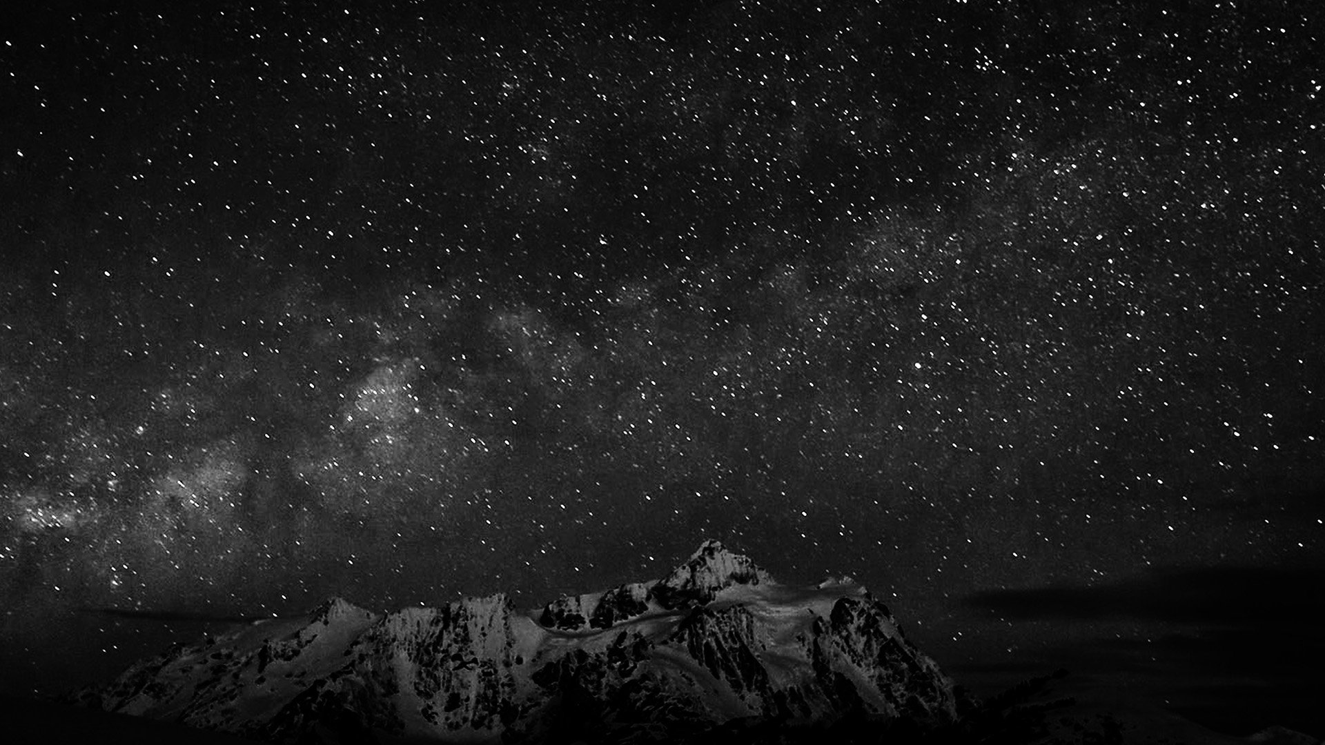 Milky Way over snow-capped mountains HD Wallpaper