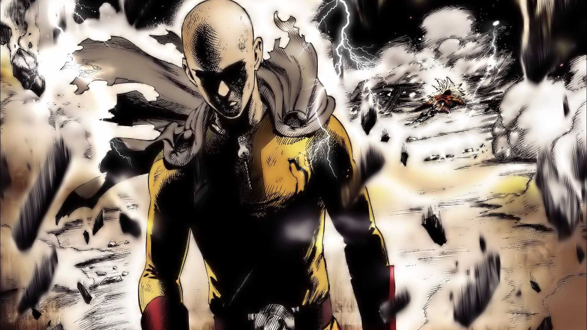 Saitama from One-Punch Man in battle HD Wallpaper