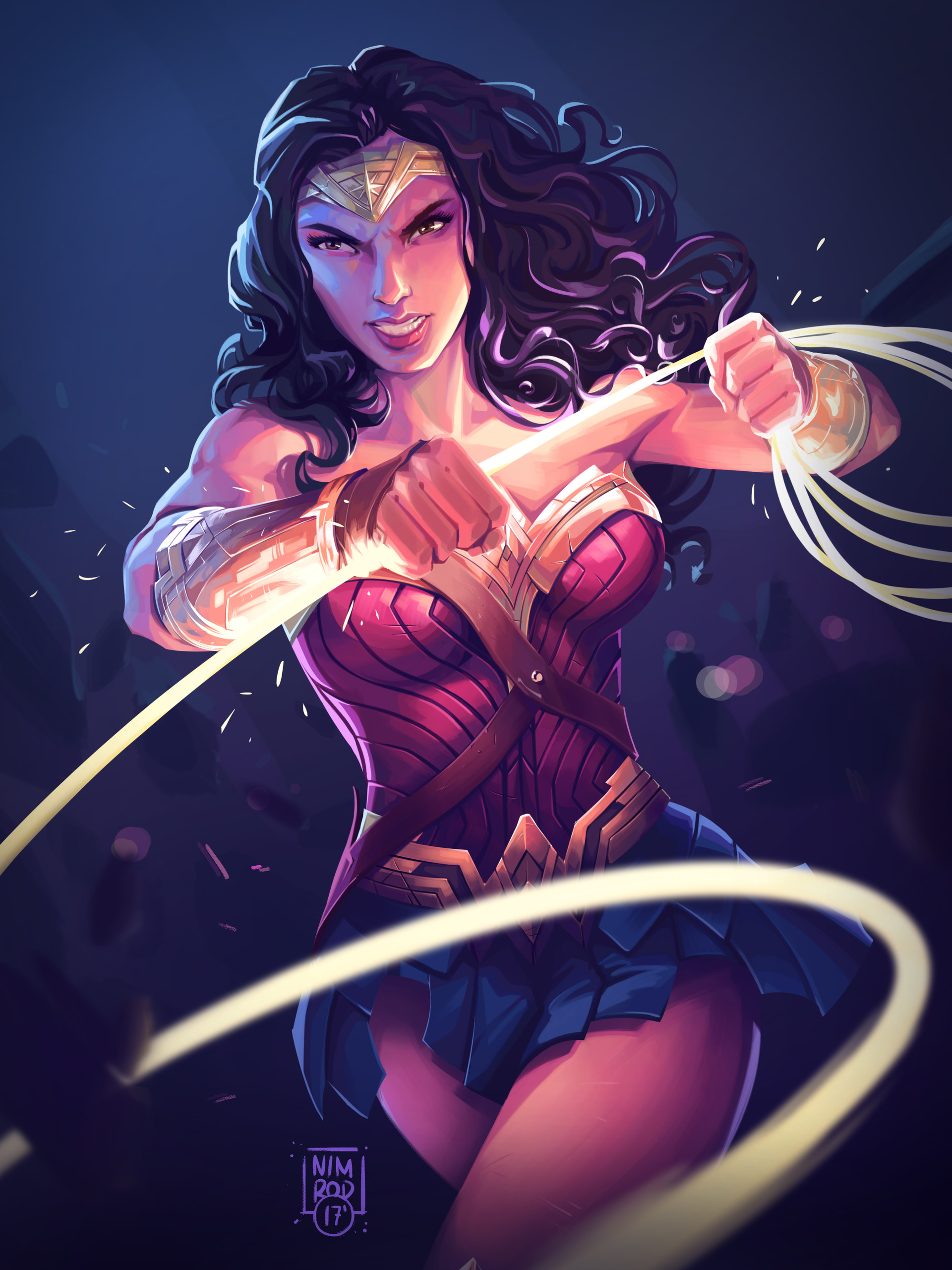 Wonder Woman with Lasso of Truth HD Wallpaper
