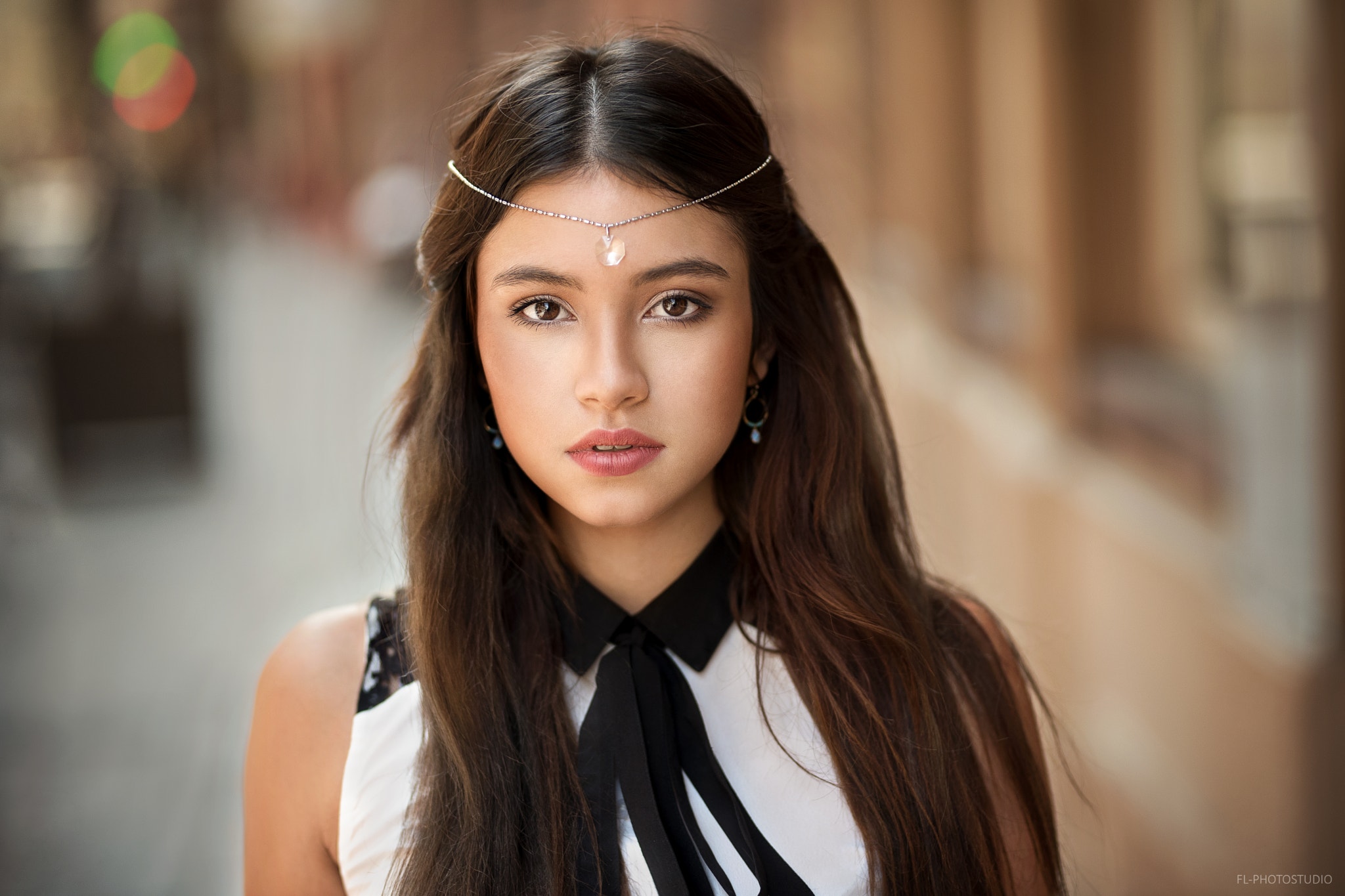 Portrait of a young woman with a headpiece HD Wallpaper