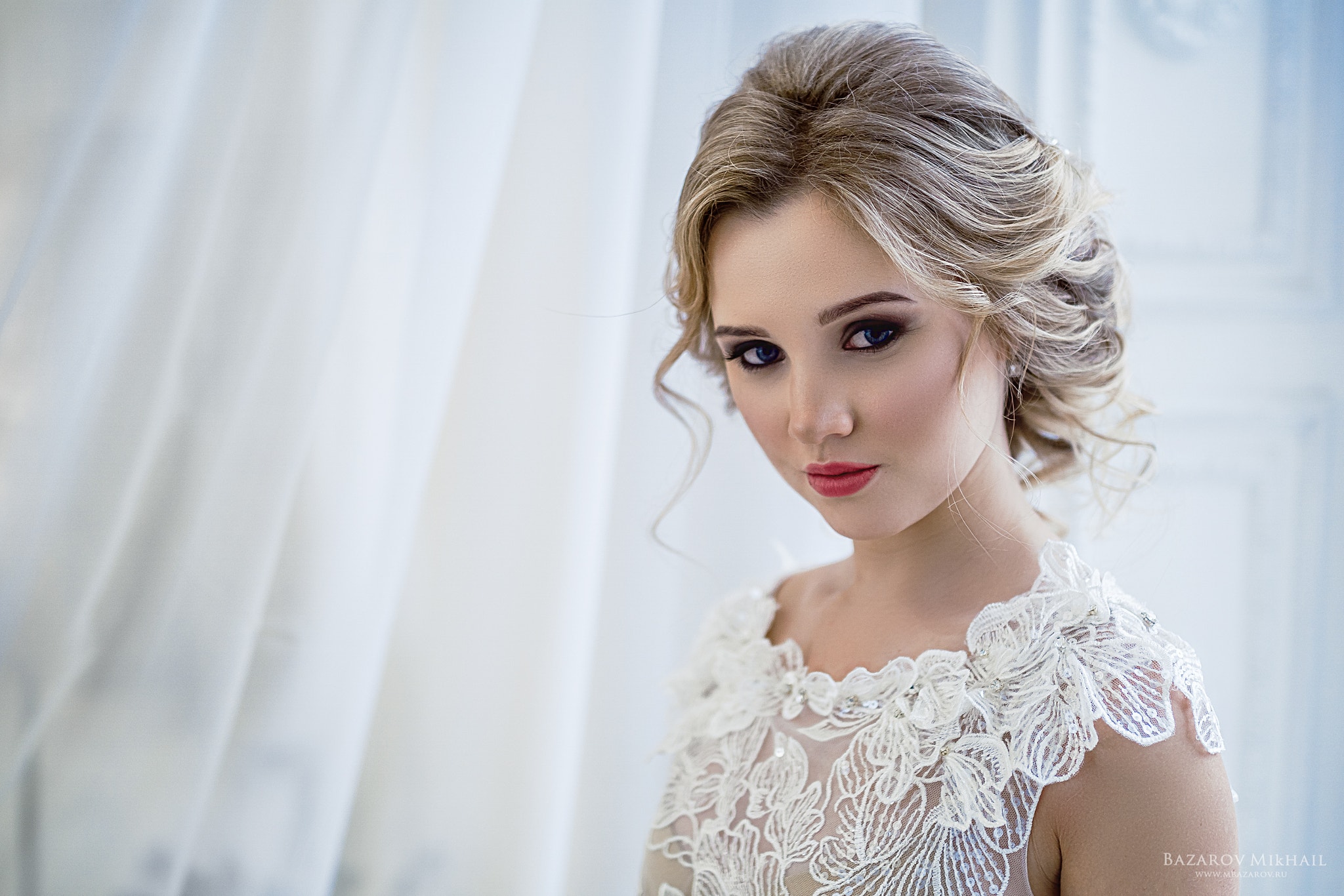 Woman in white dress by Mikhail Bazarov HD Wallpaper