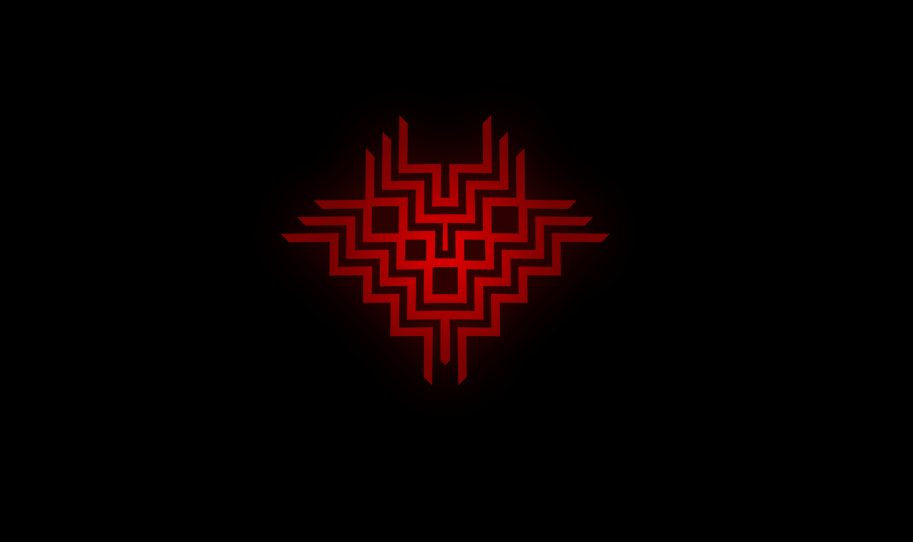 Red geometric symbol on black background HD Wallpaper