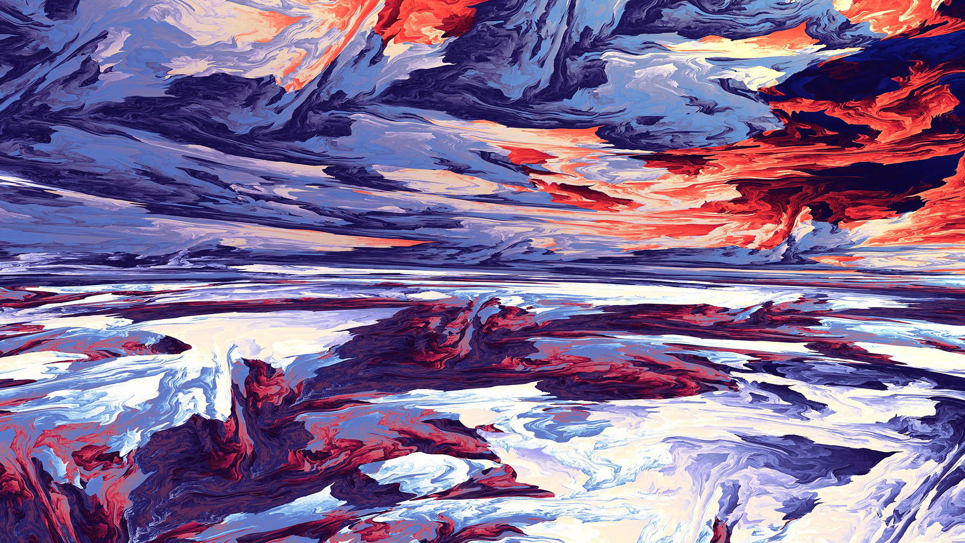 Abstract digital art with red, blue, and white colors HD Wallpaper