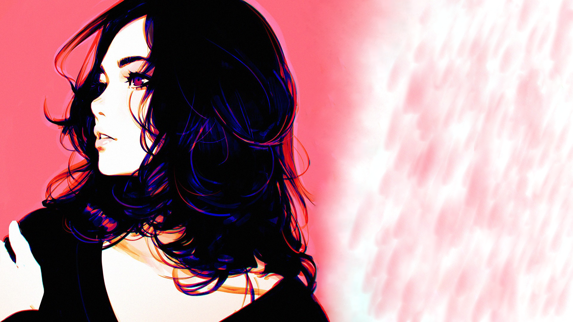 Anime girl with black hair by Ilya Kuvshinov HD Wallpaper