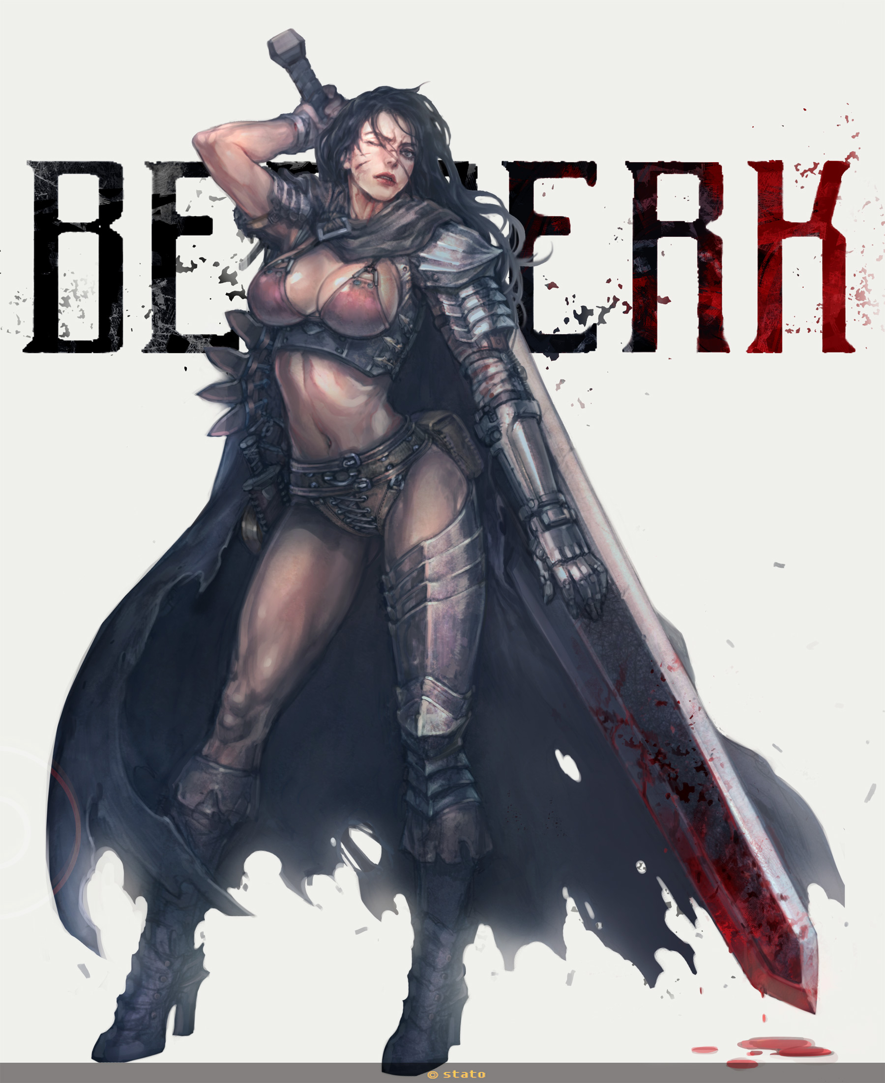 Guts from Berserk holding a bloody sword HD Wallpaper