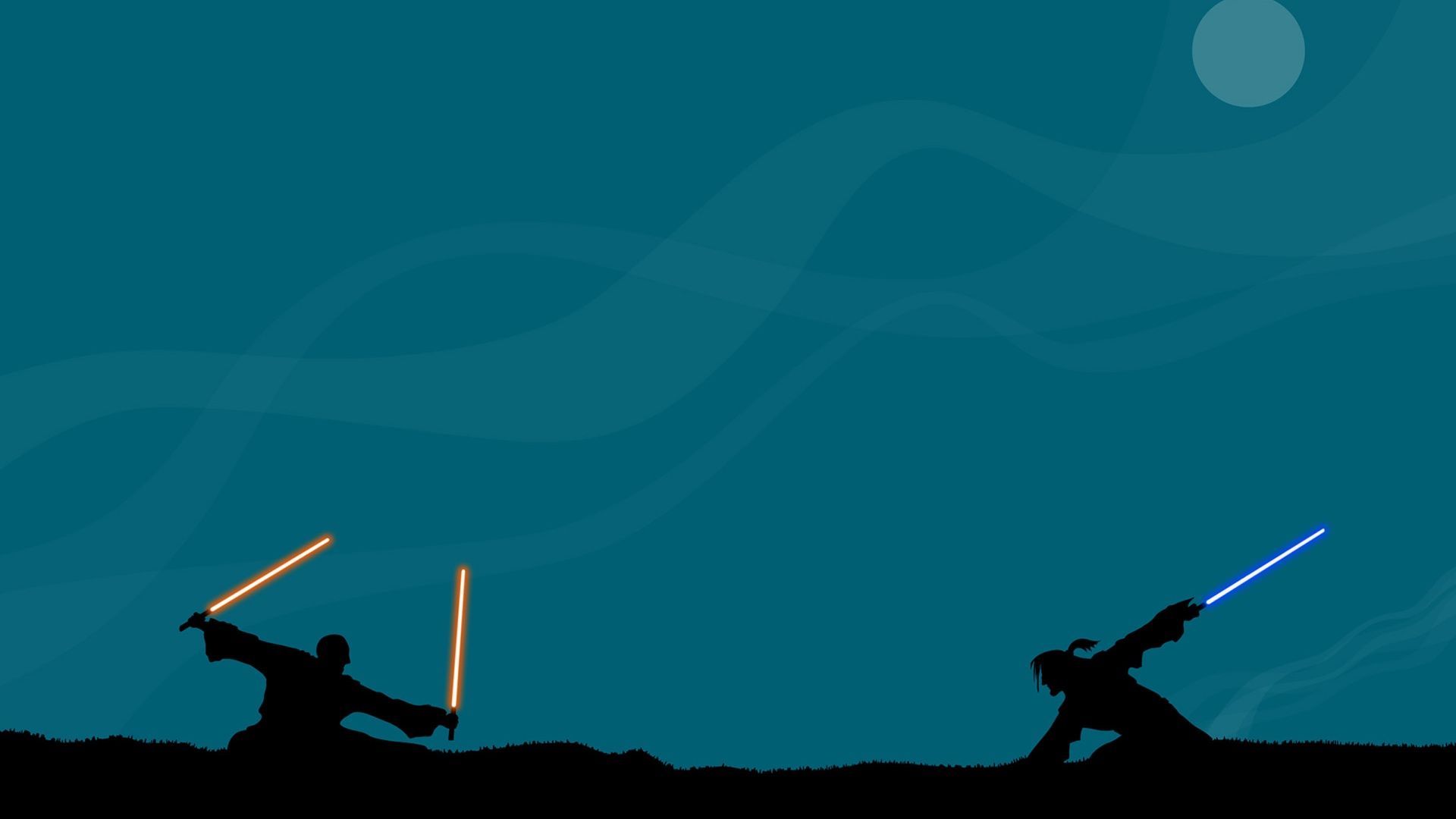 Star Wars duel with lightsabers at night HD Wallpaper