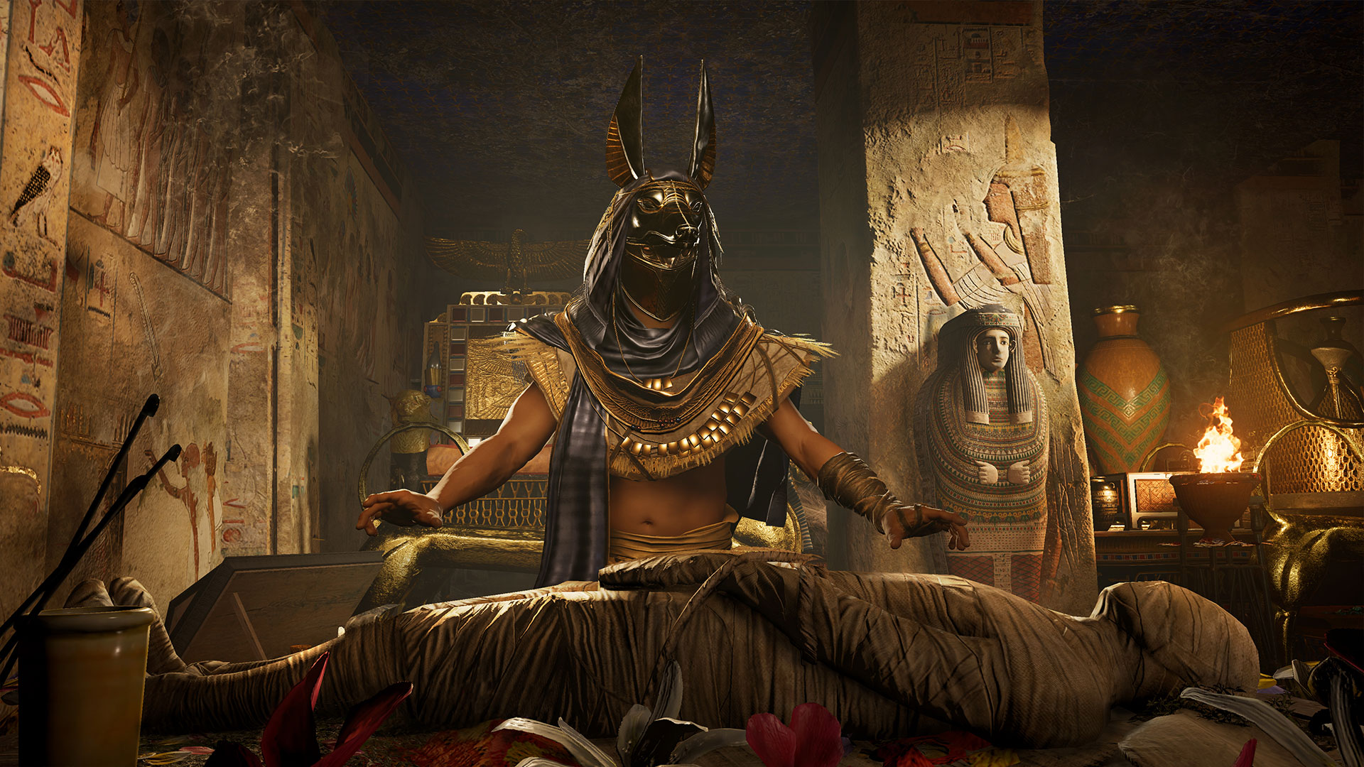 Anubis figure in Assassin's Creed: Origins tomb HD Wallpaper