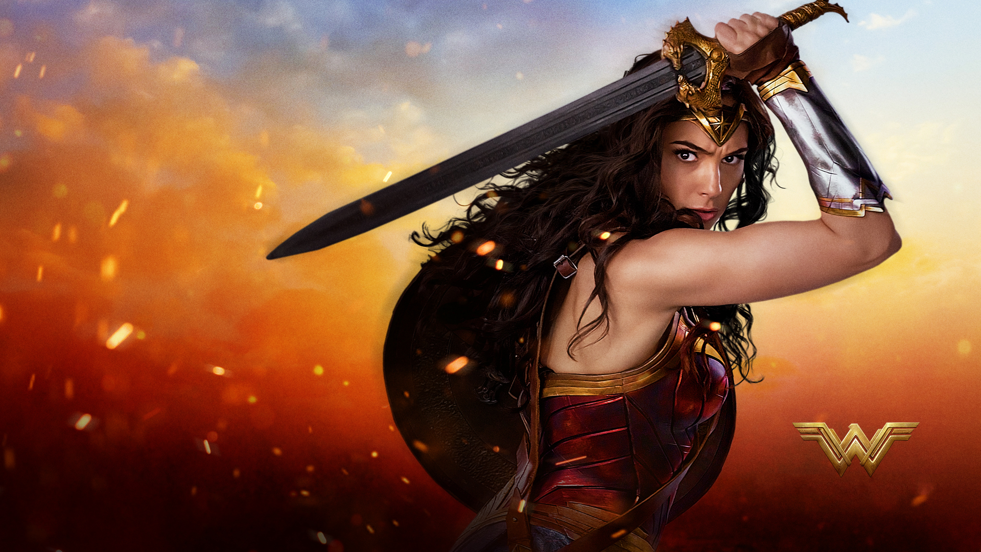 Wonder Woman with Sword and Shield HD Wallpaper