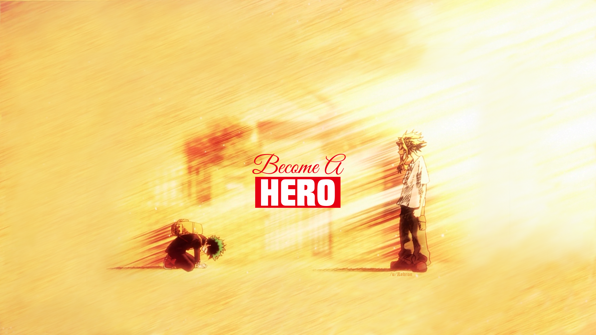 Midoriya Izuku and All Might from Boku no Hero Academia HD Wallpaper