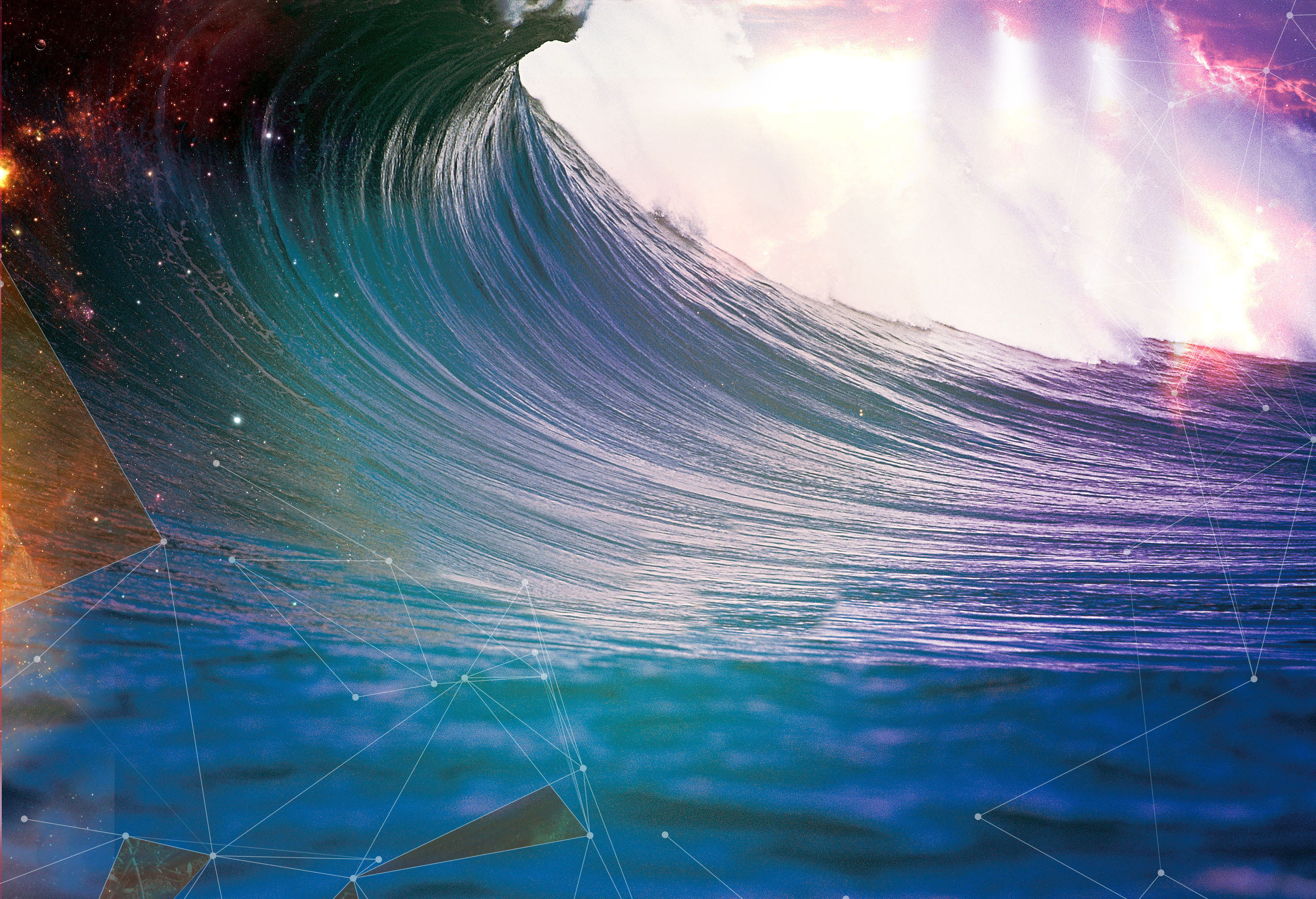 Abstract wave with cosmic and geometric elements HD Wallpaper