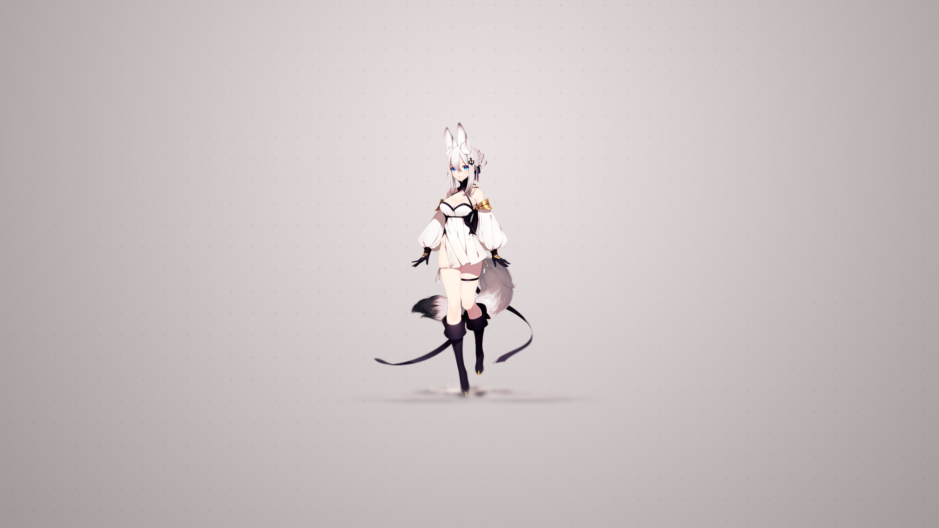 Anime girl with fox ears and tail HD Wallpaper