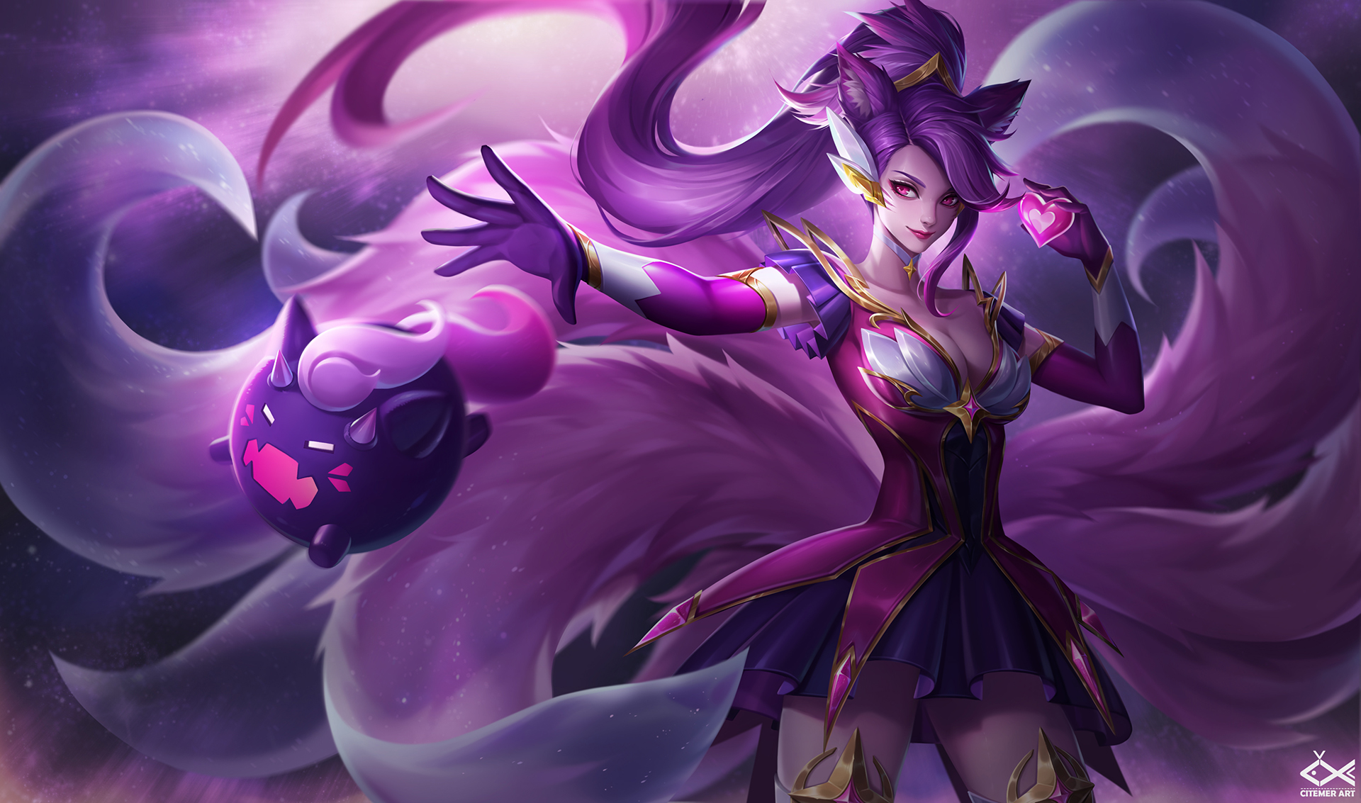 Ahri from League of Legends with a magical orb HD Wallpaper