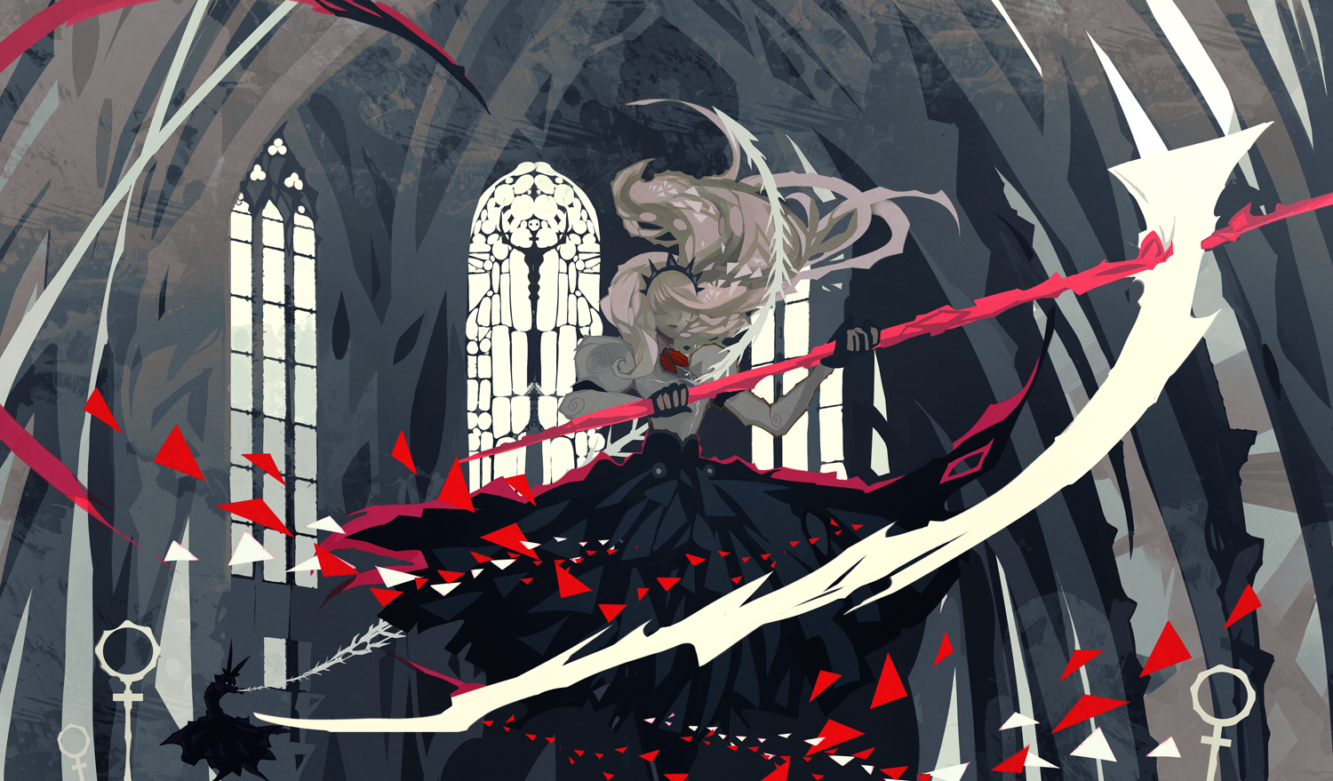 Nano Mortis with a scythe in a gothic cathedral HD Wallpaper