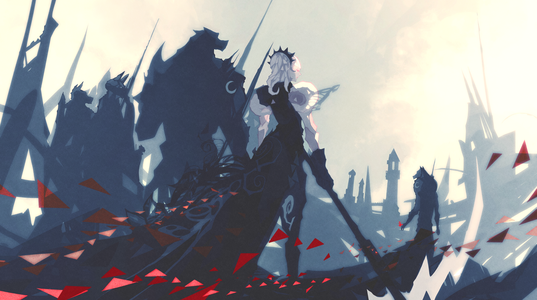 Artwork of fantasy characters with werewolves and Nano Mortis HD Wallpaper