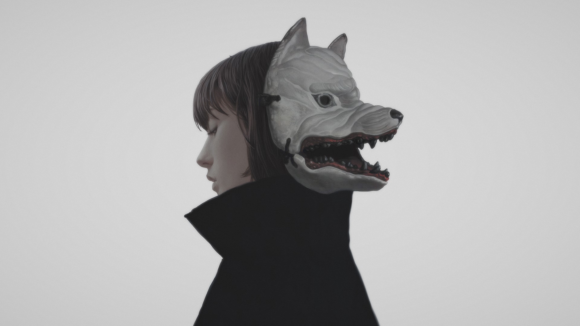 Woman wearing a wolf mask by Yuri Shwedoff HD Wallpaper