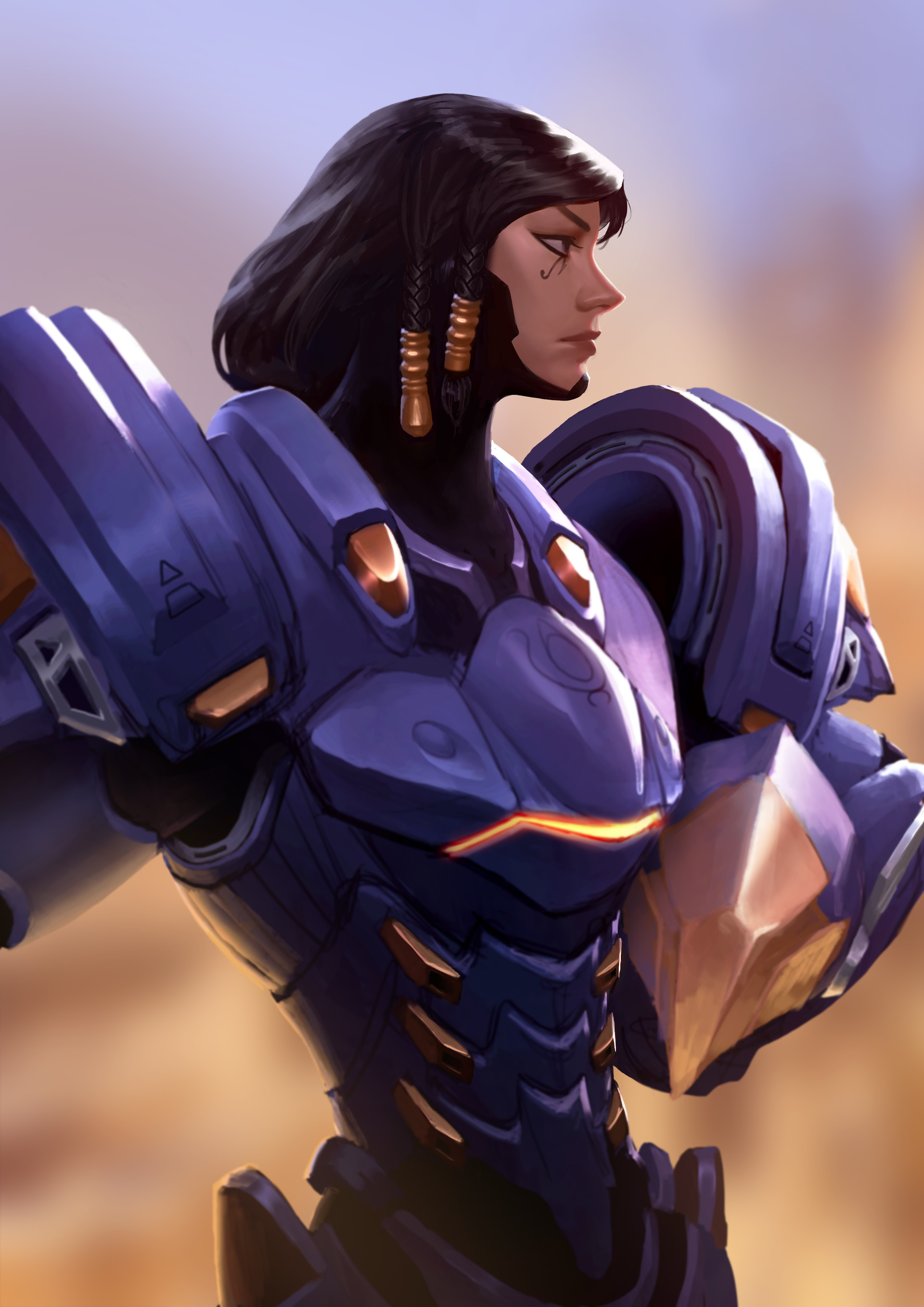 Pharah from Overwatch in futuristic armor HD Wallpaper