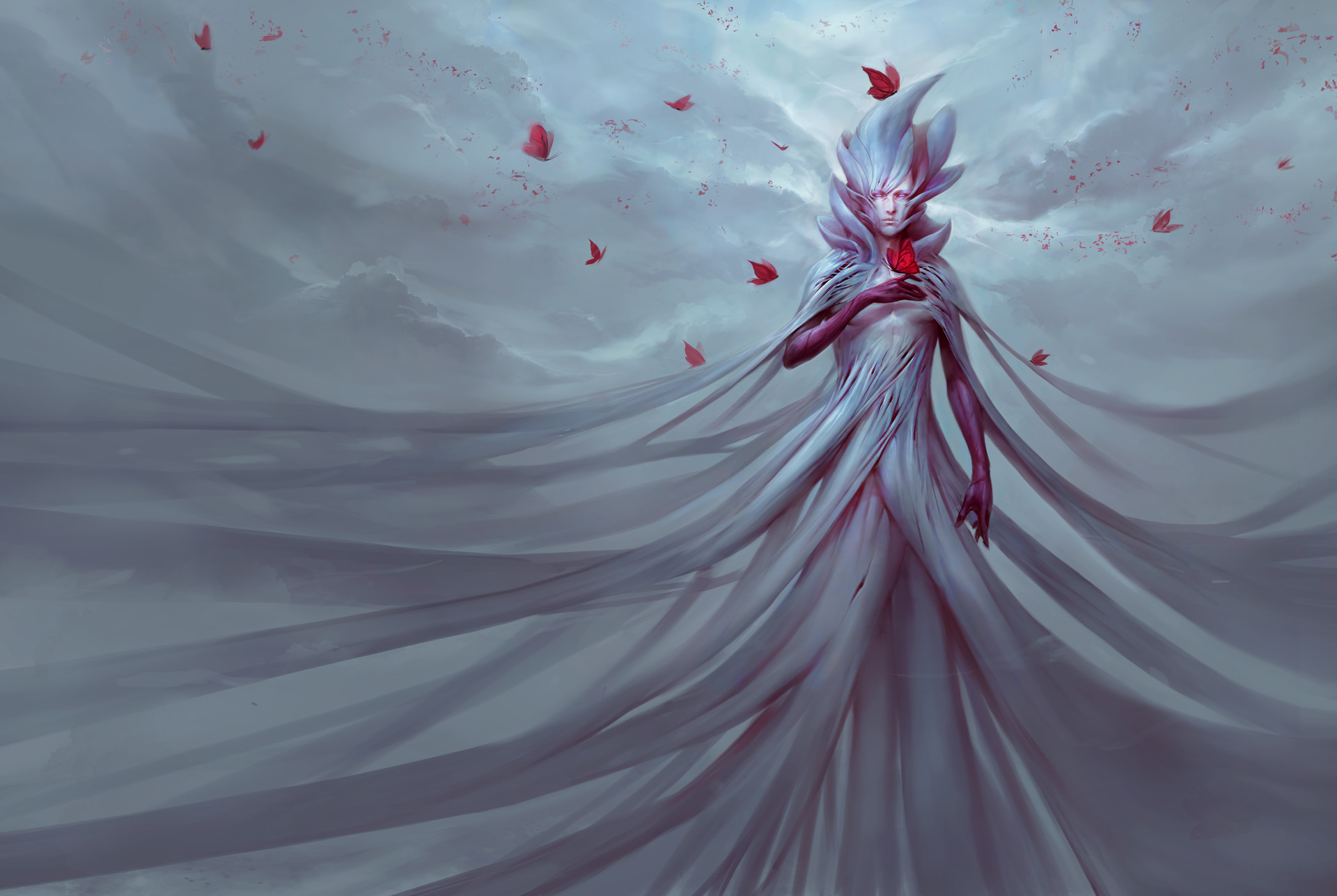 Fantasy art of an elf with a rose HD Wallpaper