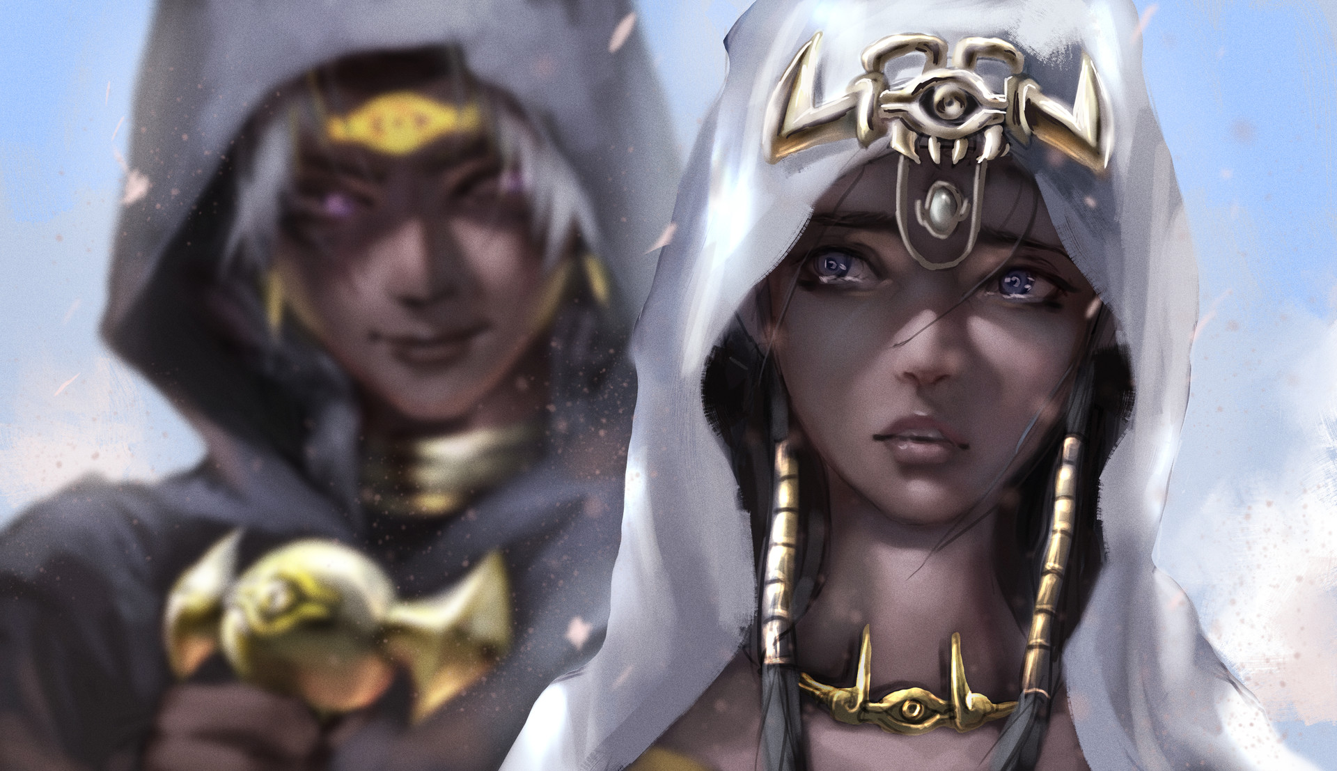 Two fantasy warriors from Yu-Gi-Oh! with Egyptian-inspired attire HD Wallpaper