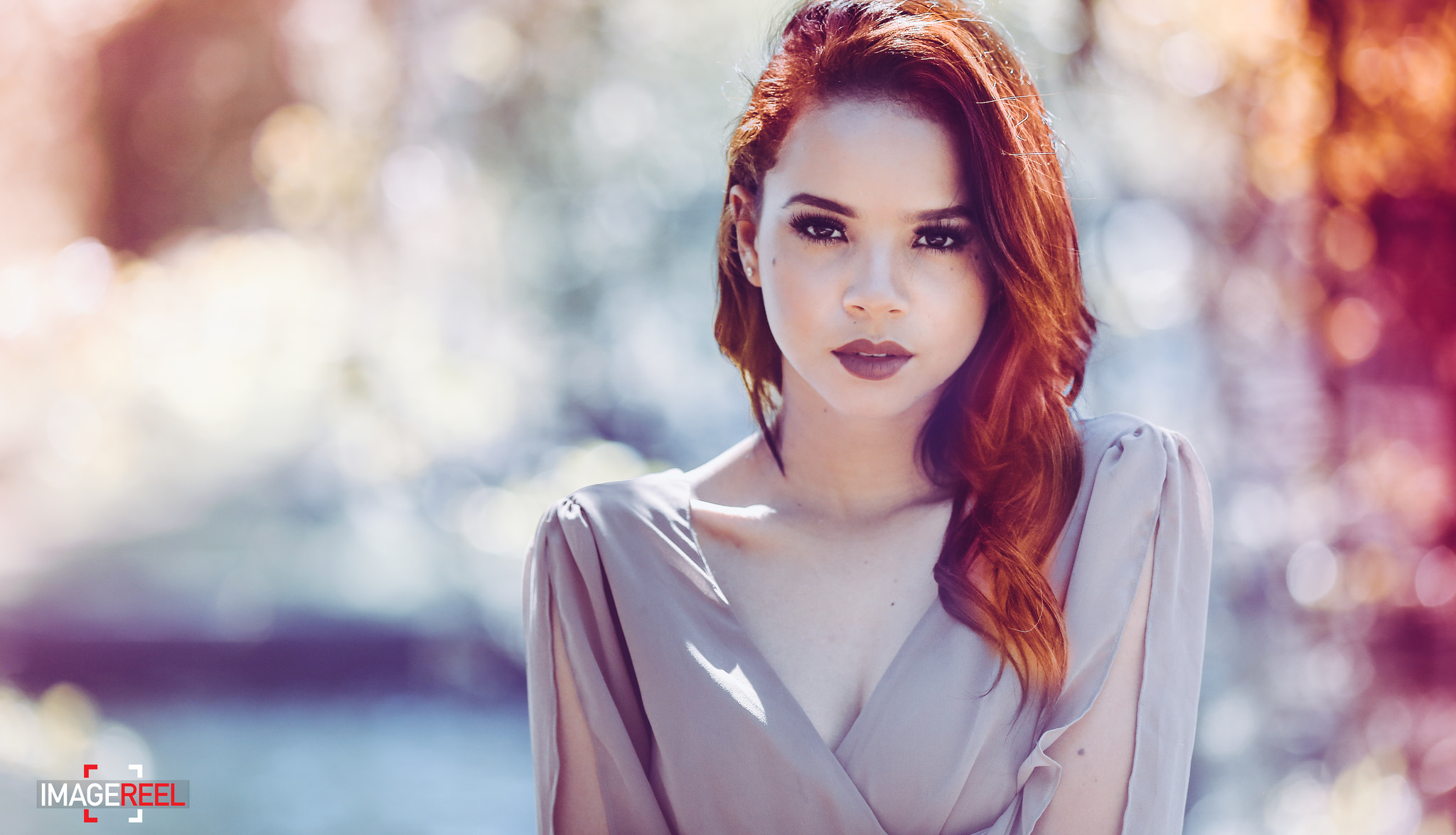 Woman with red hair looking at viewer HD Wallpaper