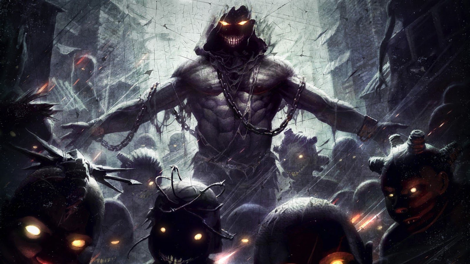 Demon with chains and followers HD Wallpaper