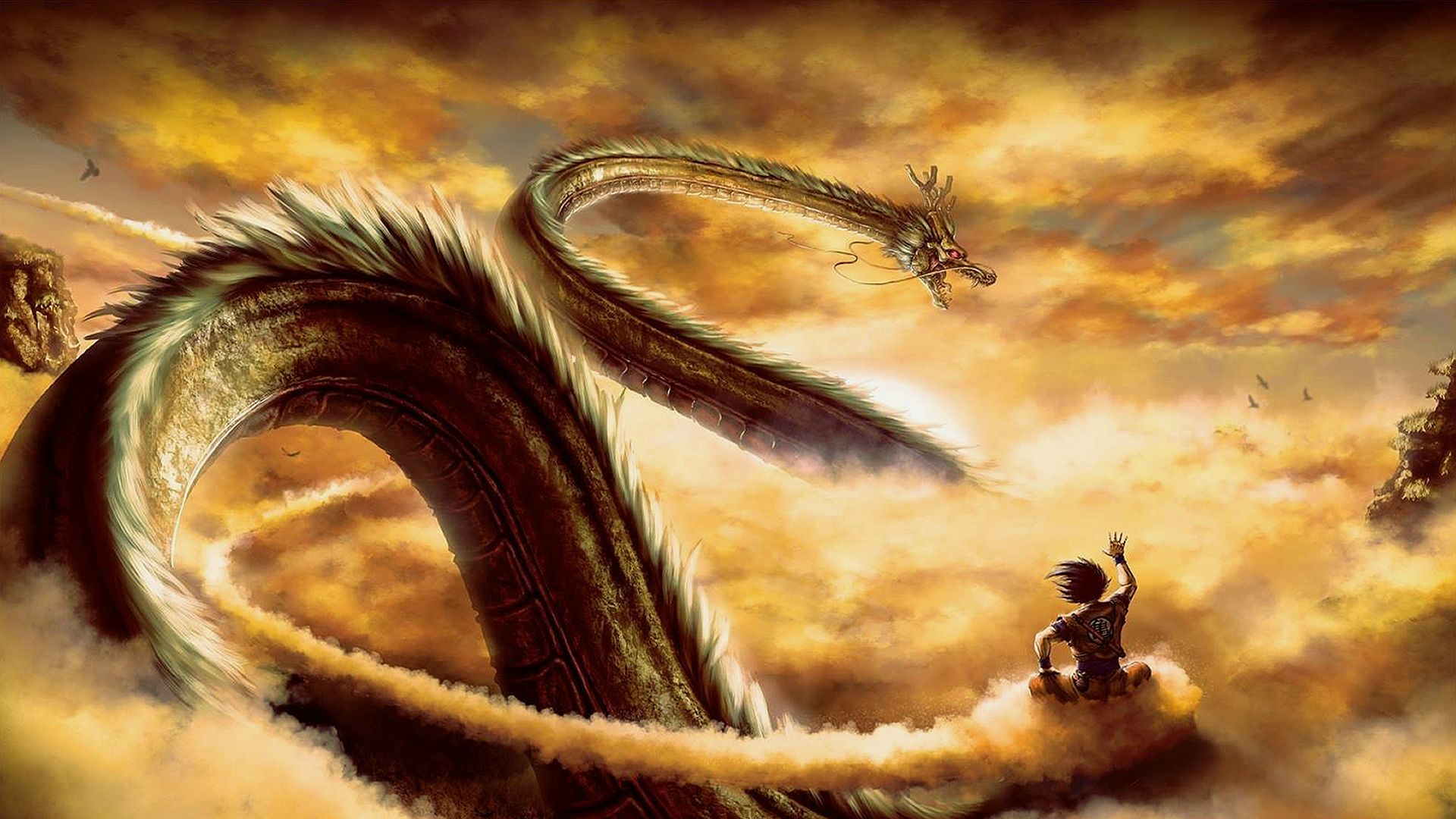 Son Goku from Dragon Ball Z with Shenron HD Wallpaper
