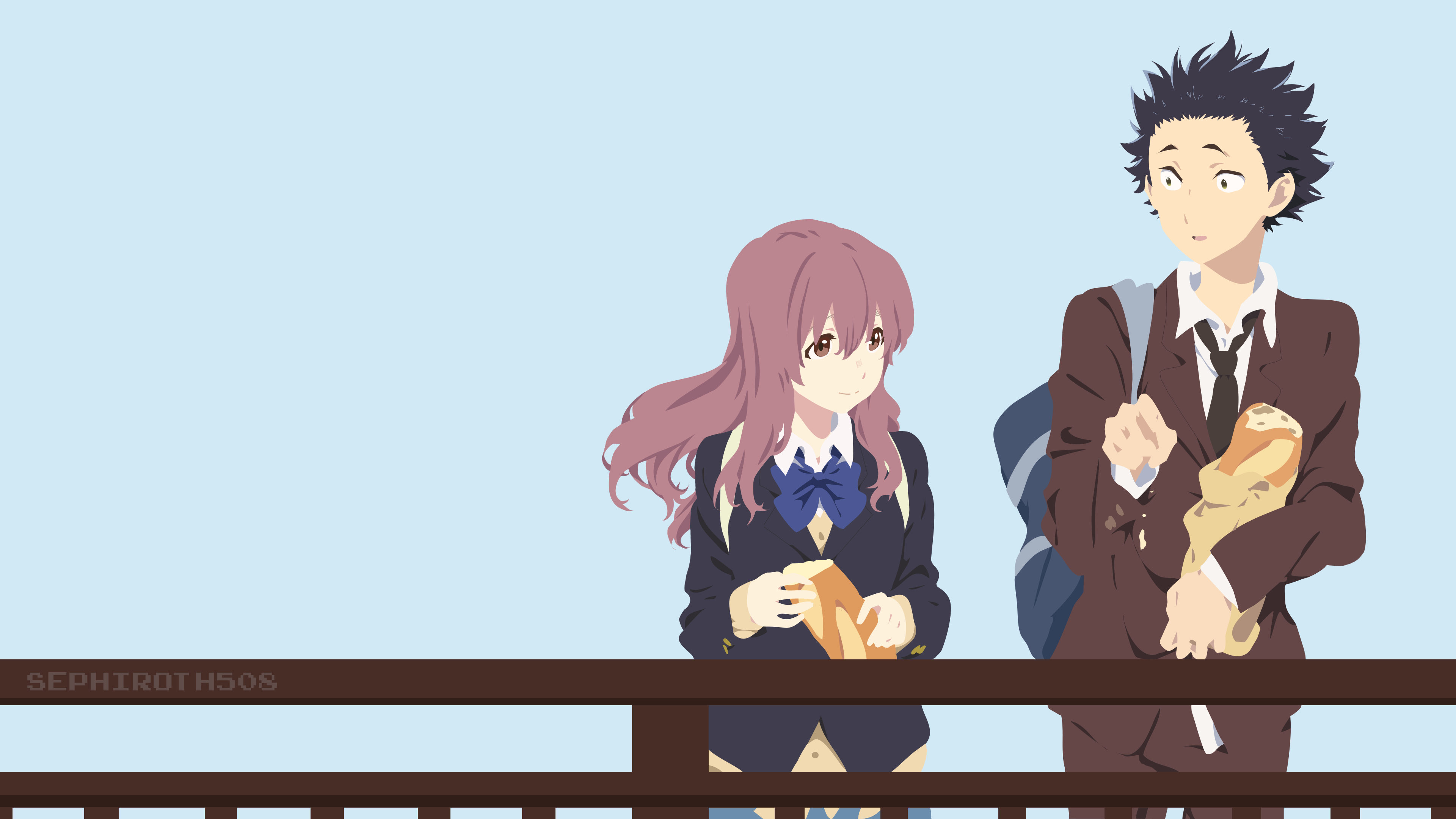 Shōko Nishimiya and Shōya Ishida from Koe no Katachi HD Wallpaper