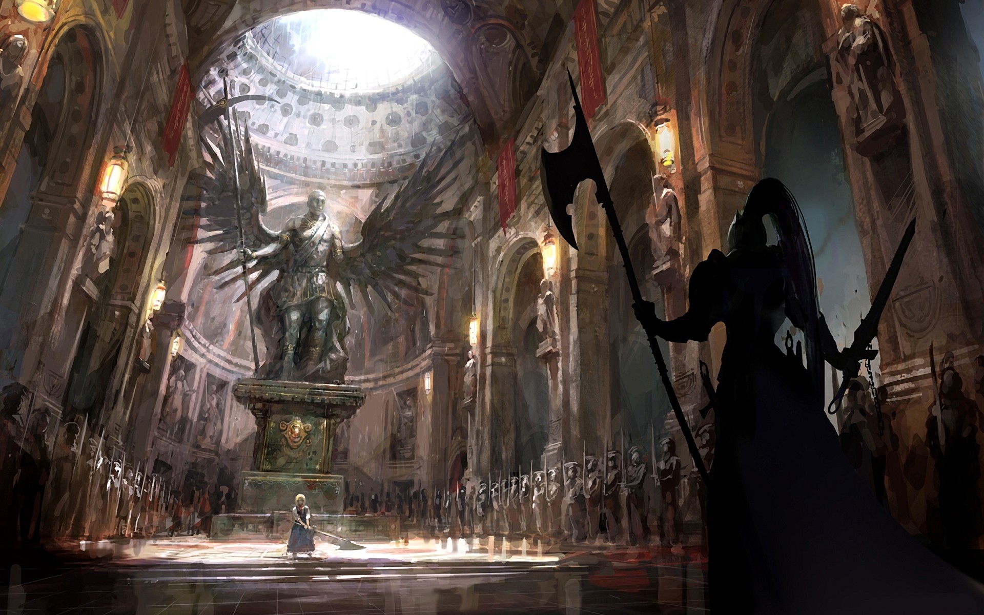 Saber from Fate/Stay Night in a grand hall HD Wallpaper