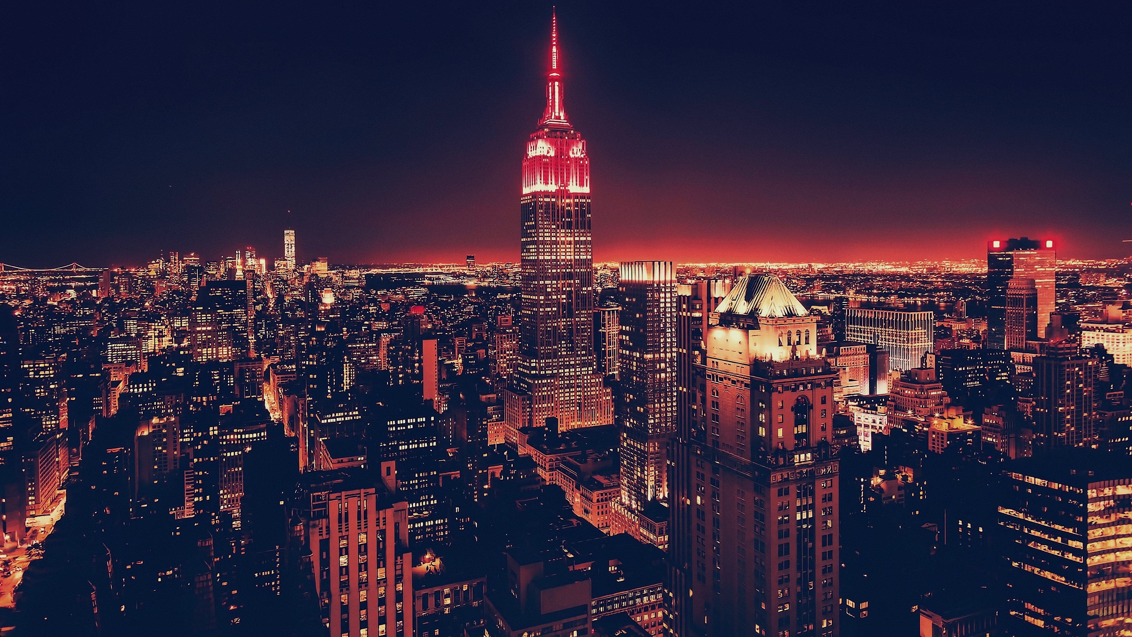 Empire State Building at night in New York City HD Wallpaper