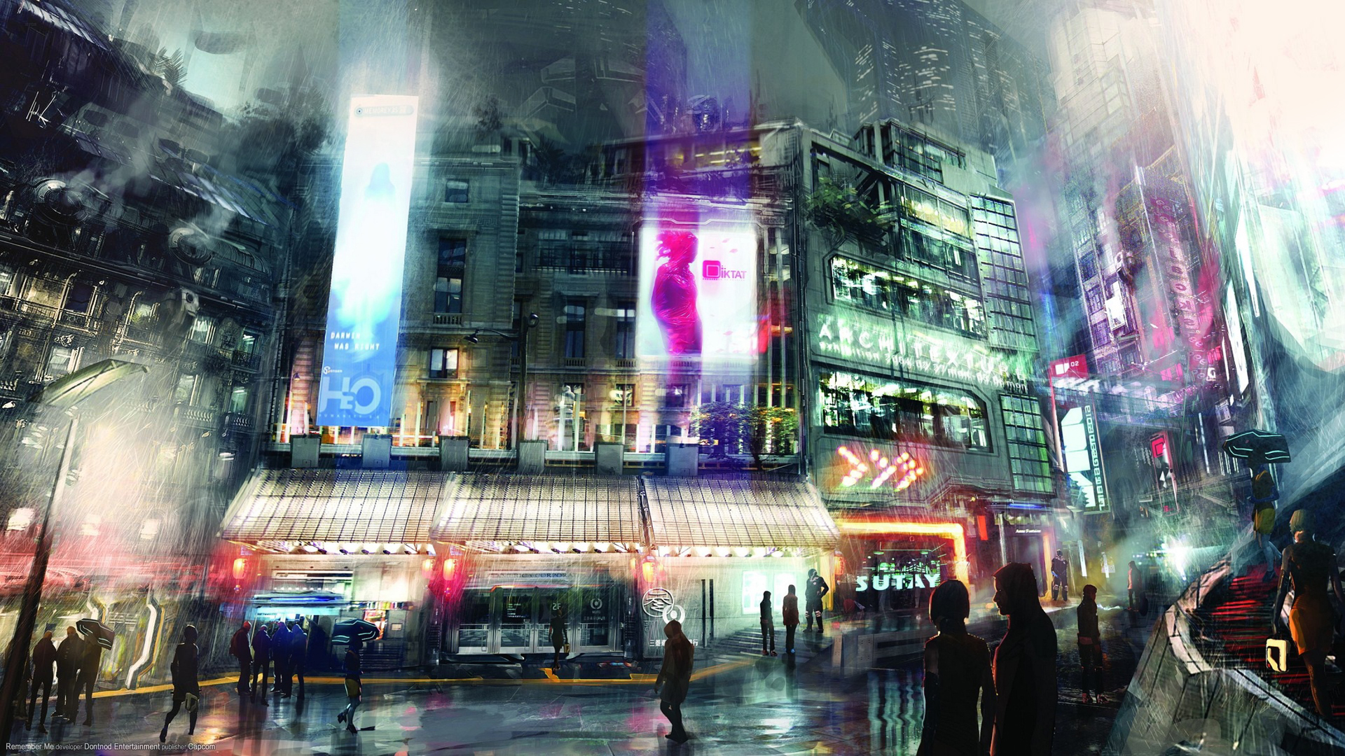 Cyberpunk Metropolis with Neon Signs HD Wallpaper