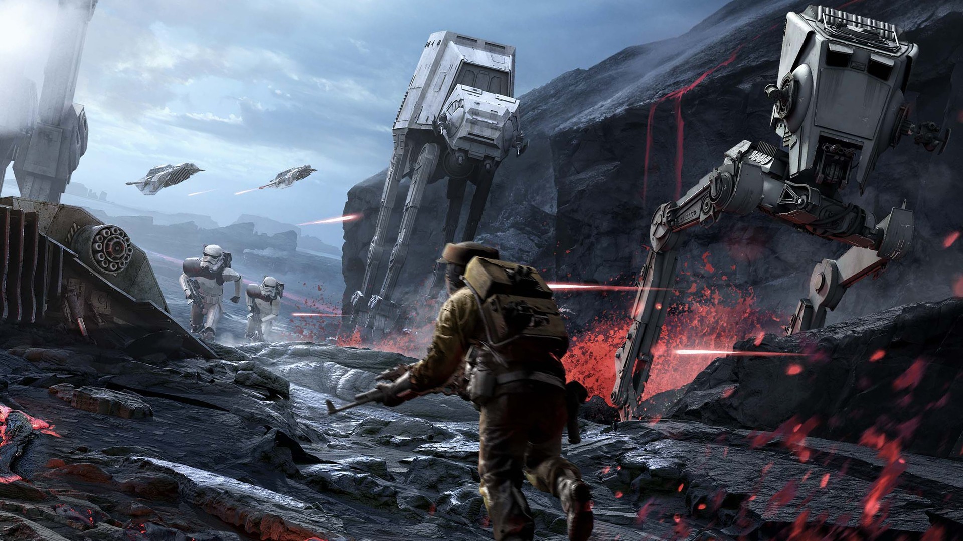 Star Wars AT-AT and AT-ST battle HD Wallpaper