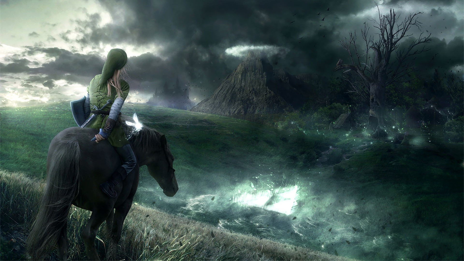 Link from The Legend of Zelda on horseback HD Wallpaper
