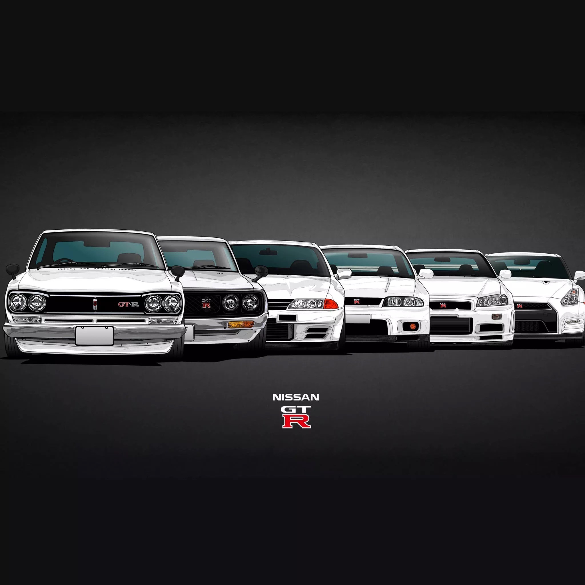 Nissan GT-R Generations Lined Up HD Wallpaper
