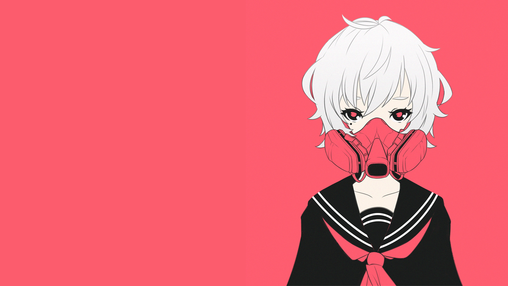 Anime girl with white hair and gas mask HD Wallpaper