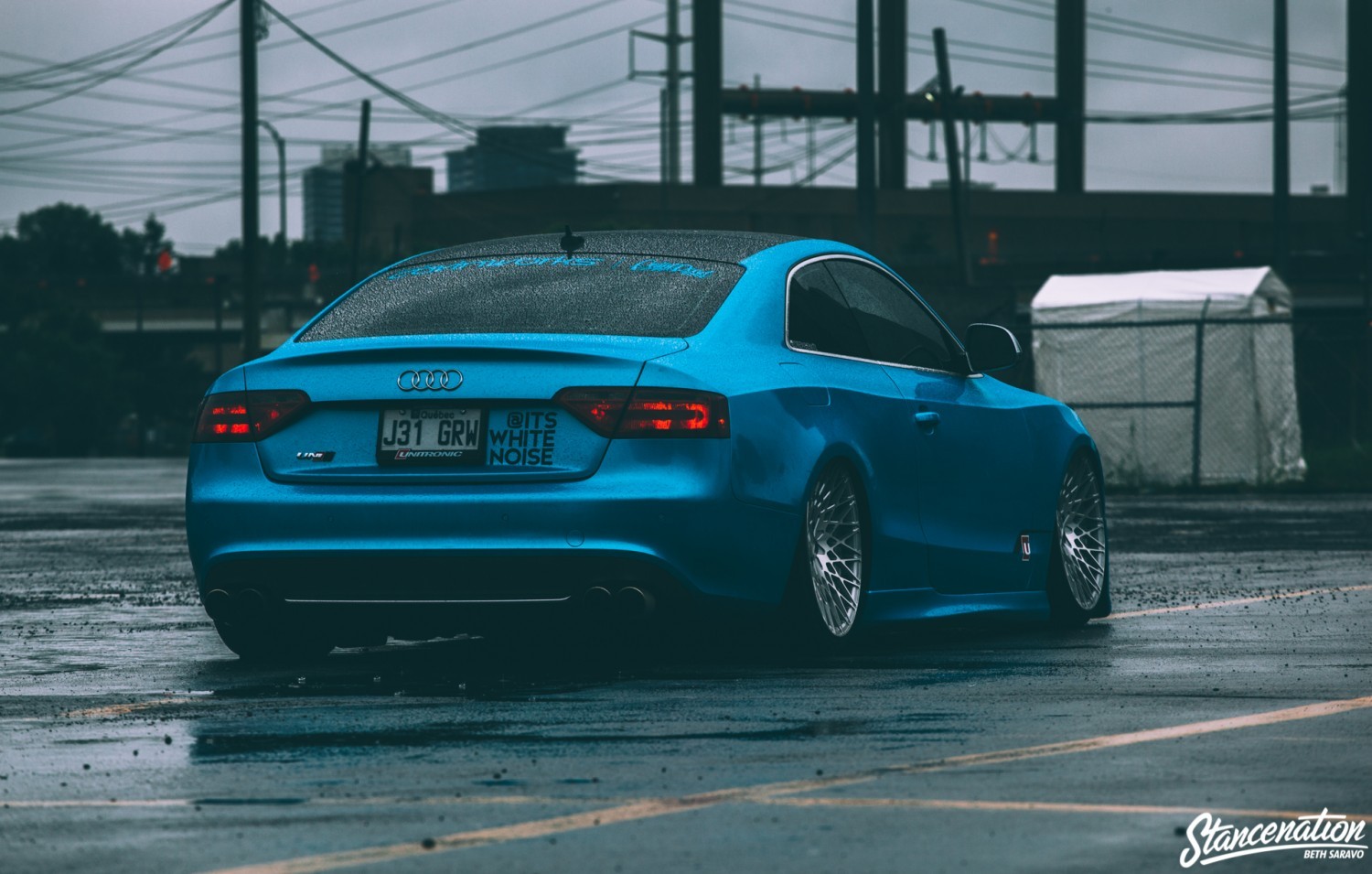 Blue Audi A5 Coupe with StanceNation sticker HD Wallpaper