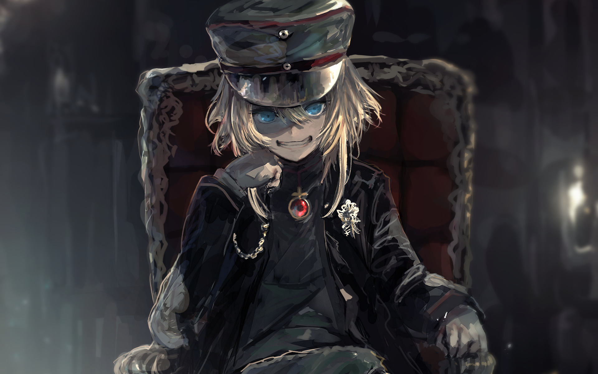 Tanya Degurechaff from Youjo Senki sitting on a throne HD Wallpaper