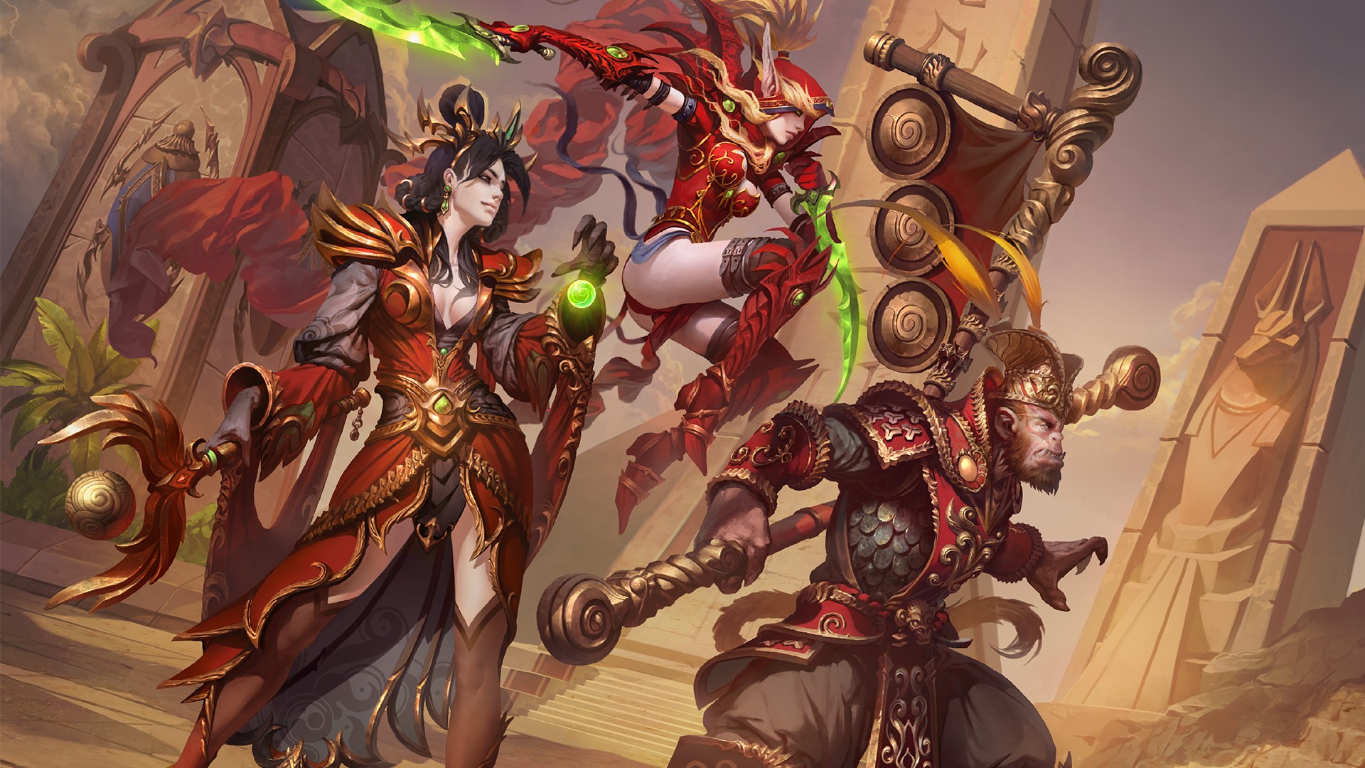 Valeera, Samuro, and Monkey King from Heroes of the Storm HD Wallpaper