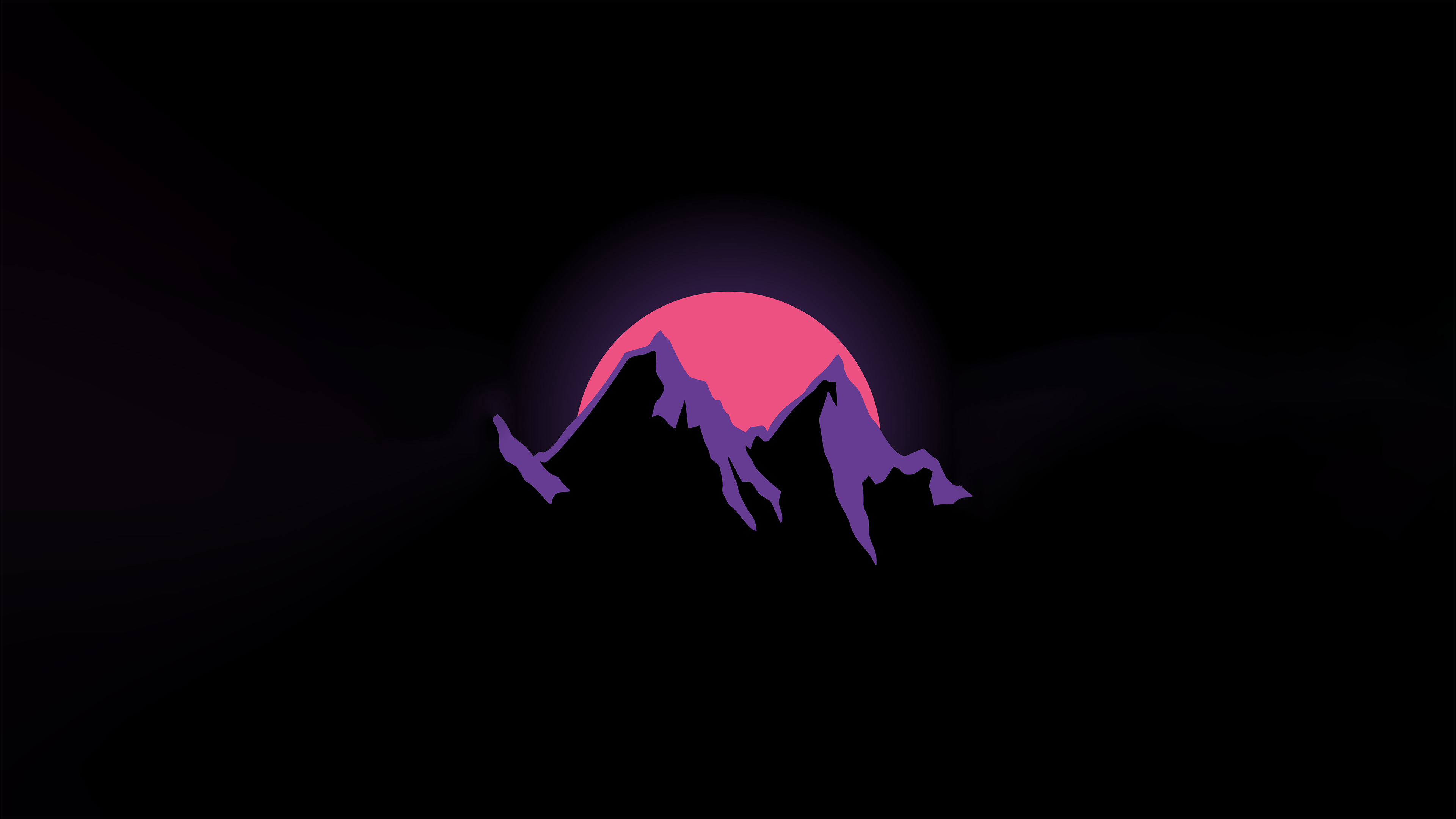 Minimalist purple mountains with pink sunset HD Wallpaper