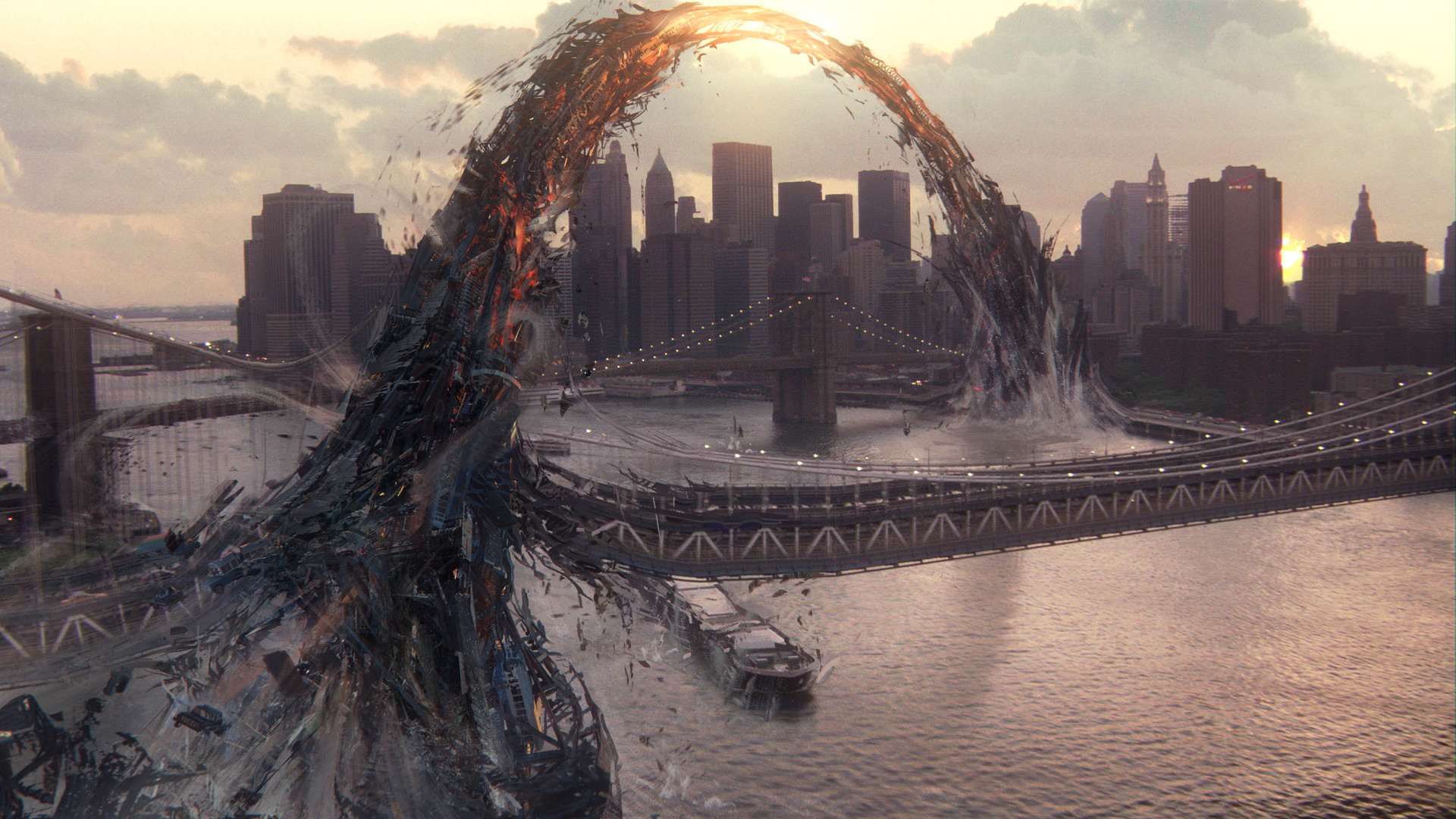 X-Men: Apocalypse concept art of New York City under attack HD Wallpaper