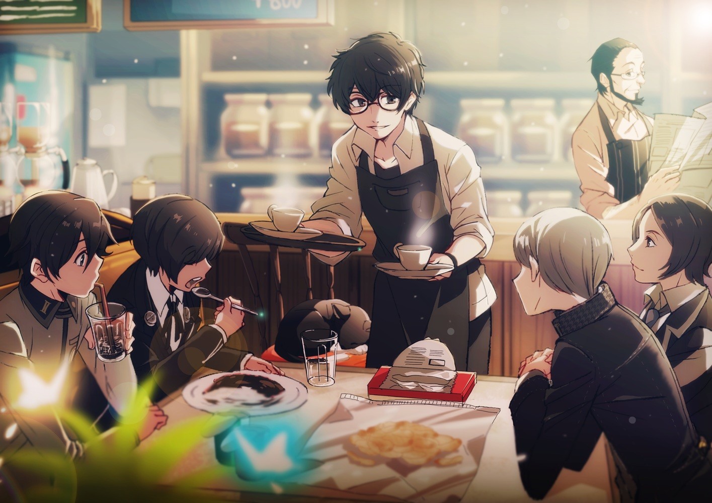 Persona characters in a cafe HD Wallpaper