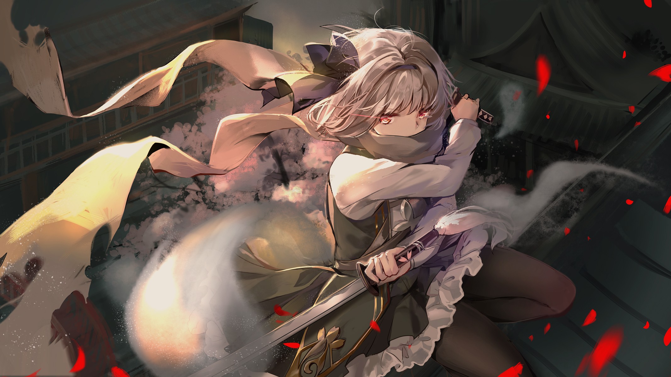 Anime girl with sword from Touhou HD Wallpaper