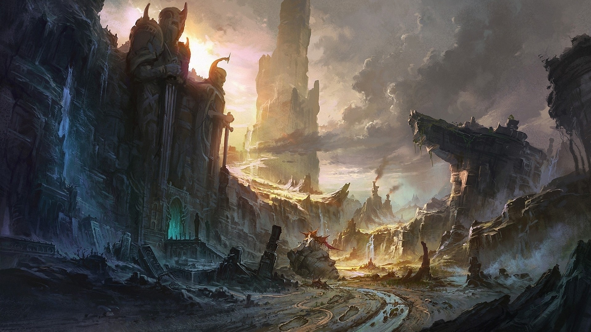 Fantasy artwork of Summoners Rift landscape HD Wallpaper