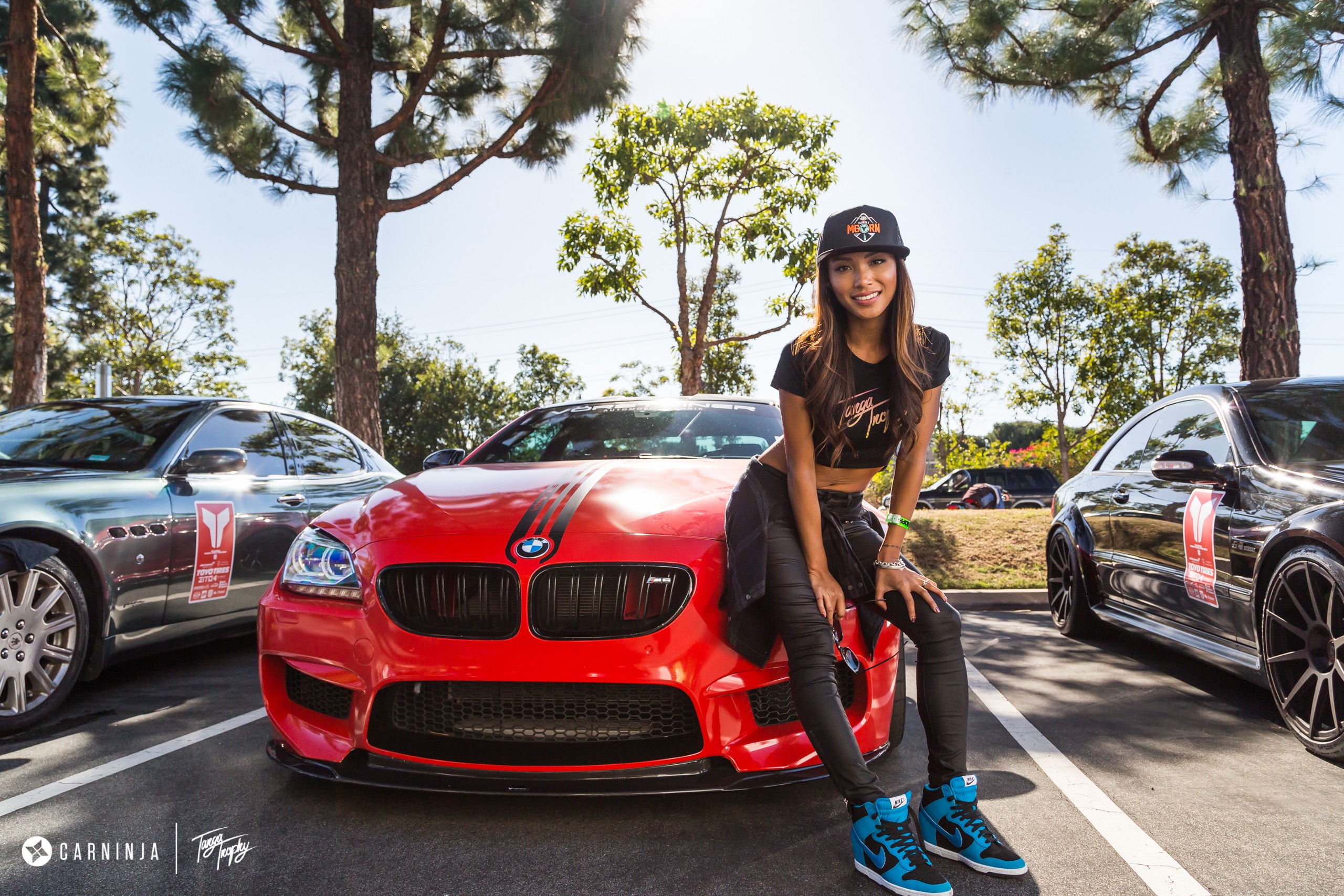 Woman posing with BMW M4 Coupe by Carninja HD Wallpaper