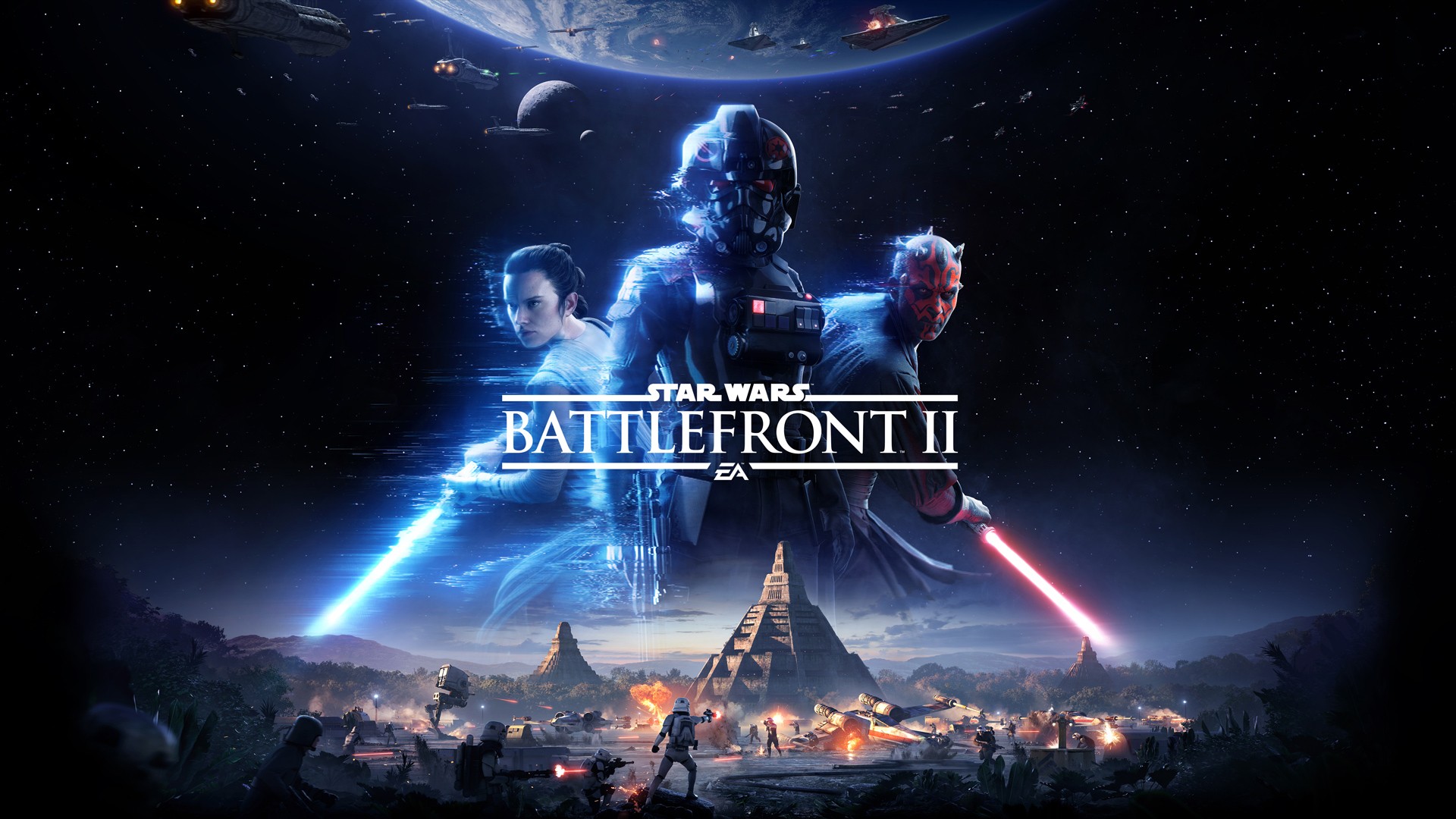 Star Wars Battlefront II: Rey, Darth Maul, and Inferno Squad Trooper HD Wallpaper