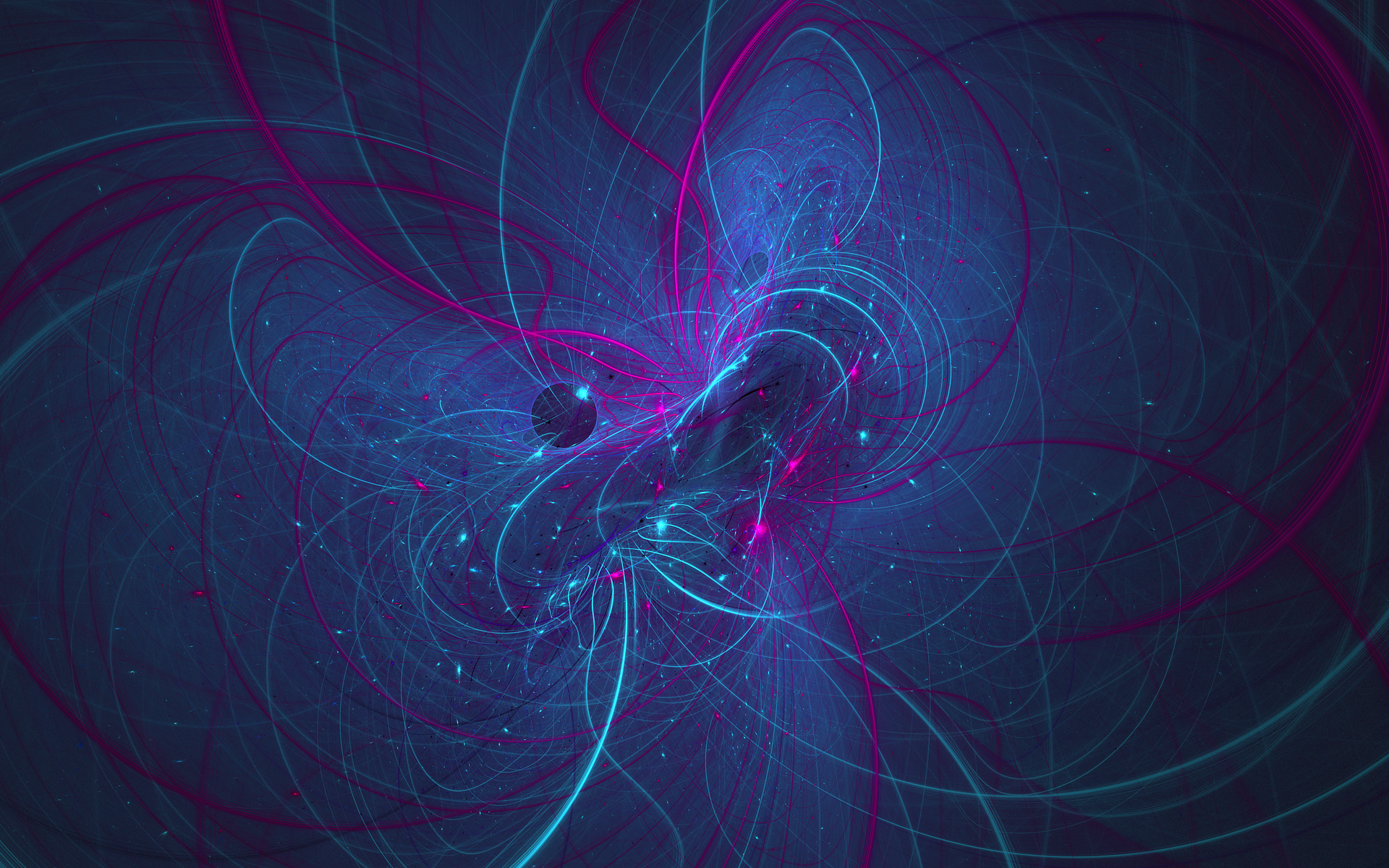 Abstract fractal with blue and pink swirling lines HD Wallpaper