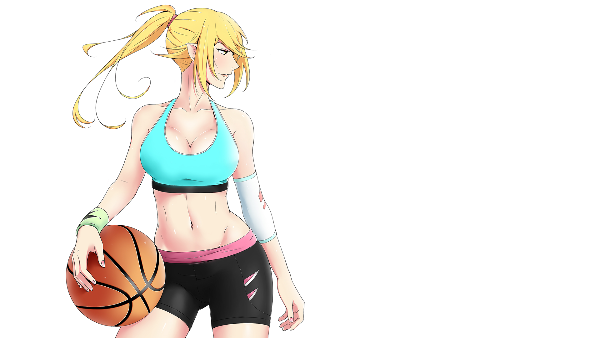 Oshino Shinobu from Monogatari Series holding a basketball HD Wallpaper