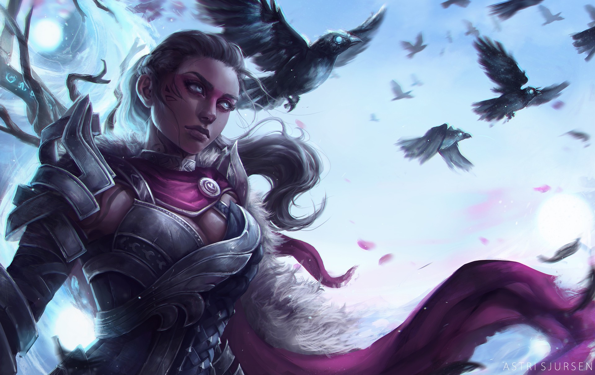 Warrior woman with crows from Guild Wars 2 HD Wallpaper